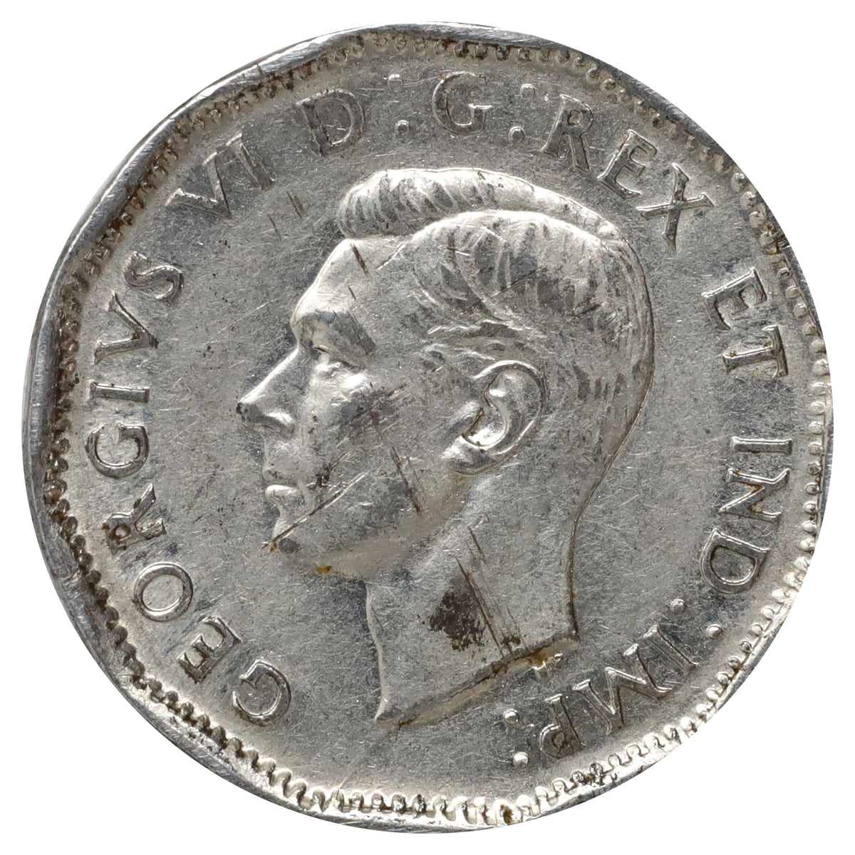 1945 No Chrome Canada 5-cents Extra Fine (EF40) Scratched, marks, or impaired