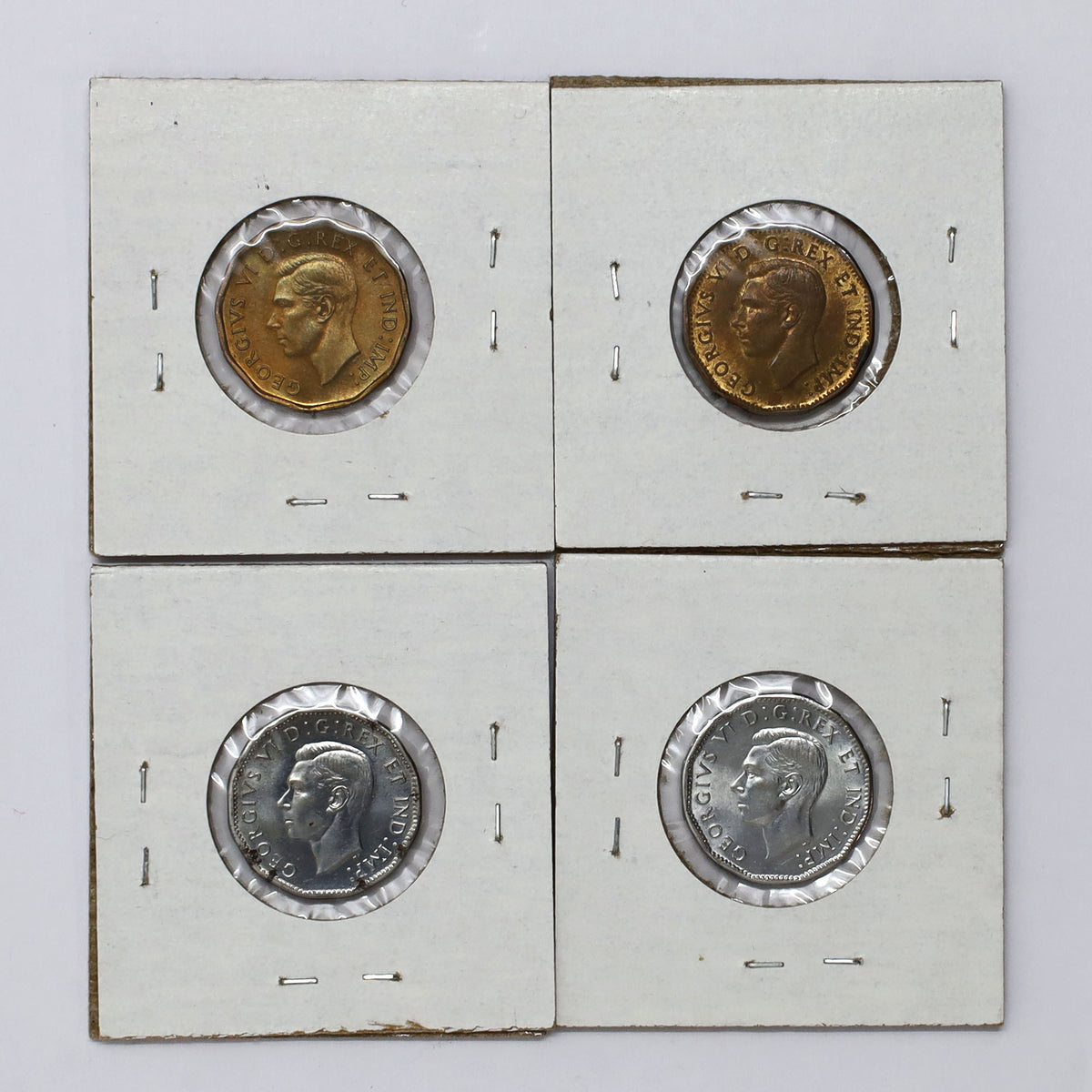 Lot of 4x 1942-1945 Canada 5-cents AU-UNC (AU55) Scratched, marks, or impaired, 4pcs
