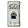 RSSC 5oz Bear w Enameled Black Bear Paw .999 Fine Silver Bar (No Tax) Hairline Scratches