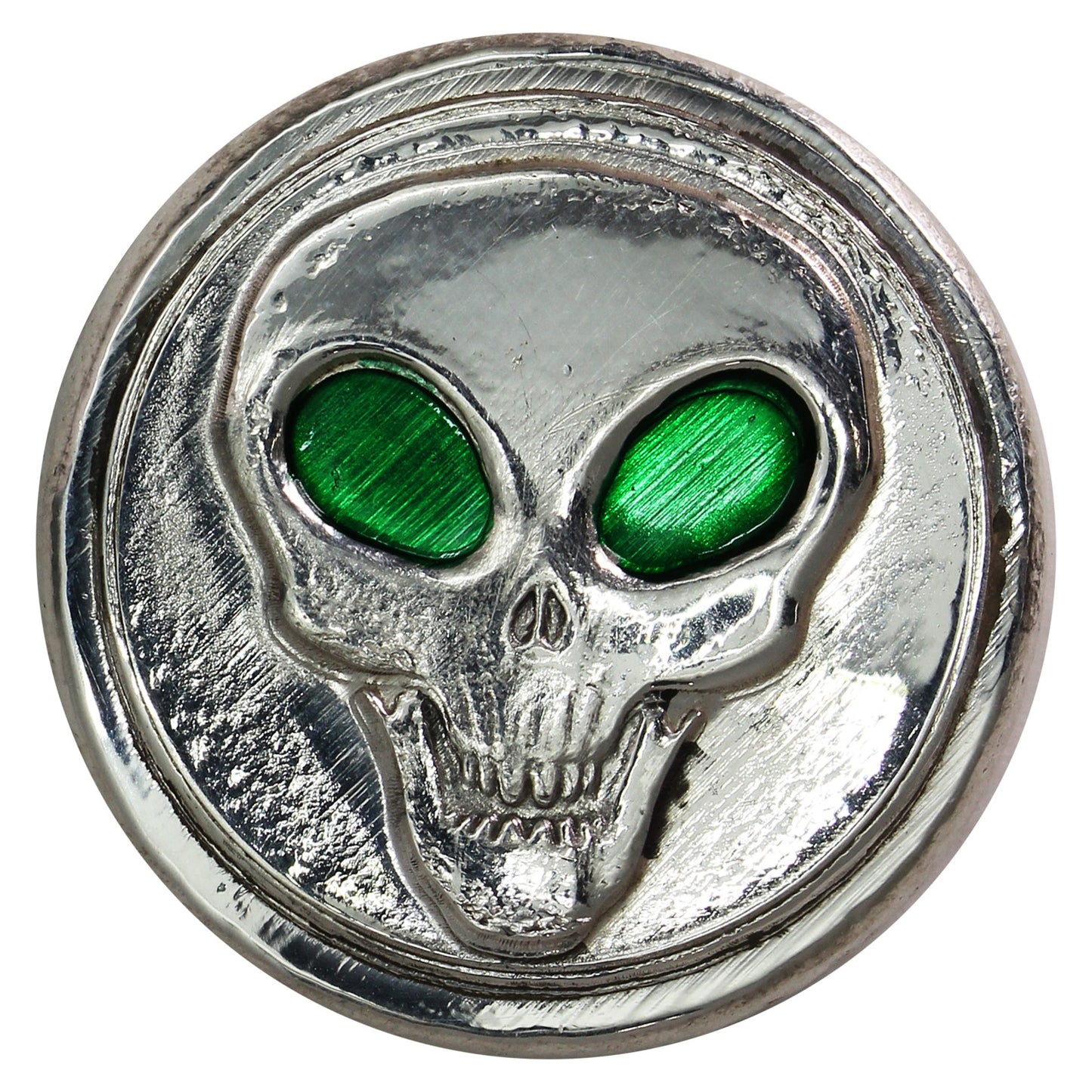 RSSC 1oz Alien w Enameled Green Eyes .999 Silver Round (No Tax) Hairline Scr/Toning