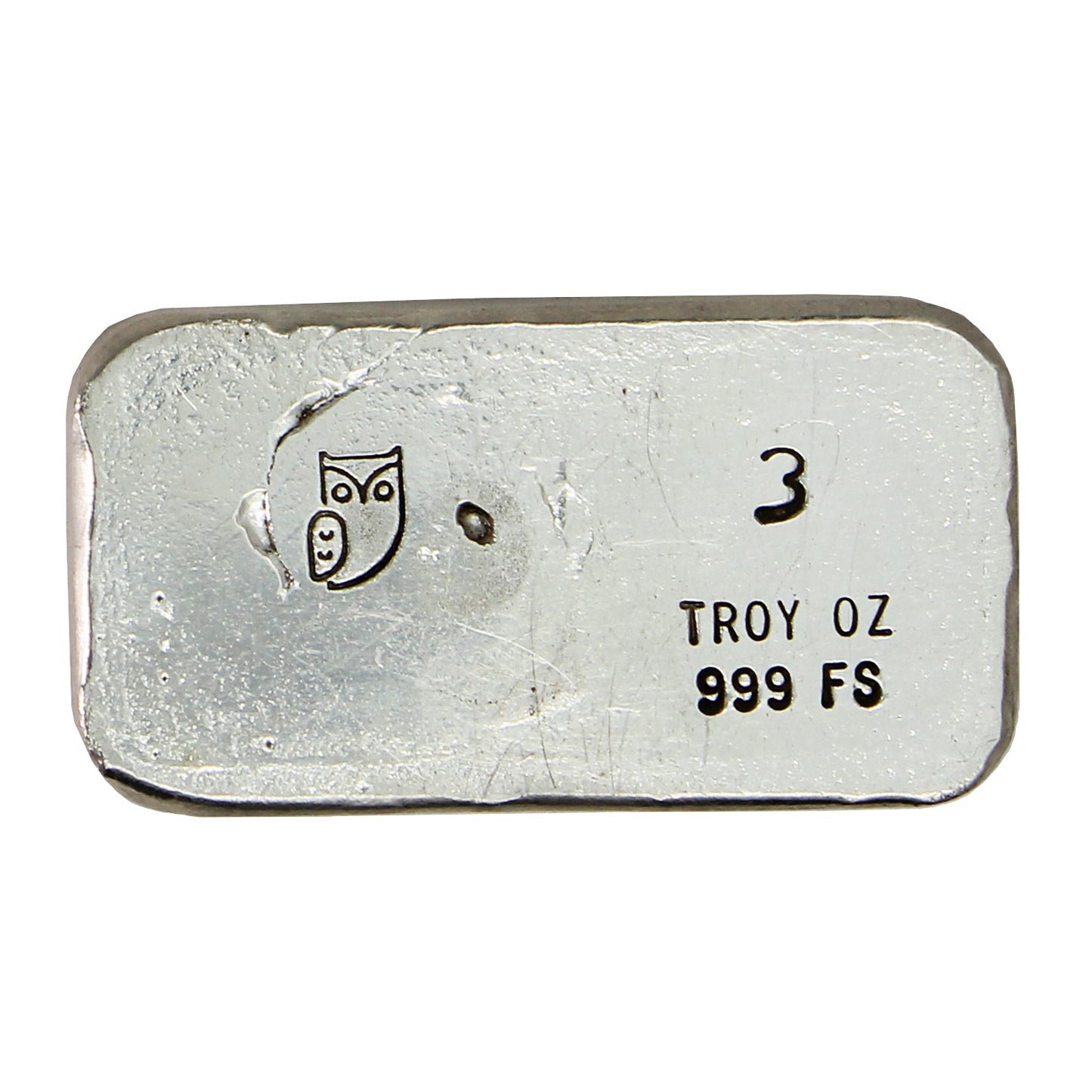 RSSC 3oz Bear w Enameled Red Maple Leaf .999 Silver Bar (No Tax) Hairline Scratches