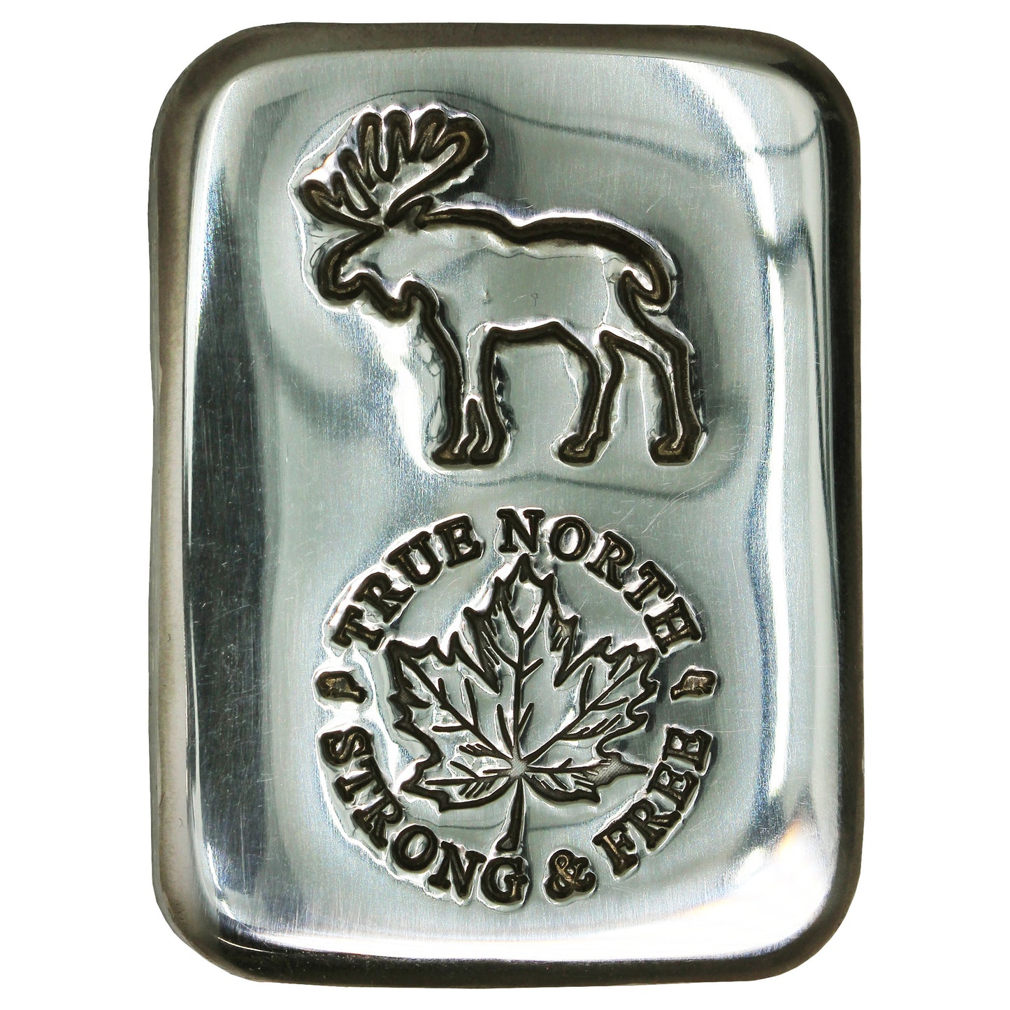 RSSC 5oz Moose w True North, Strong & Free Emblem Silver (No Tax) Hairline Scratches