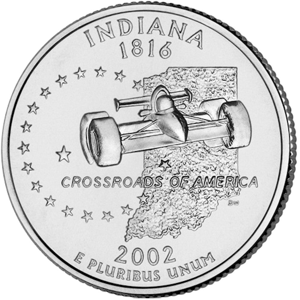 2002-D Indiana USA Statehood Quarters Uncirculated (MS60)