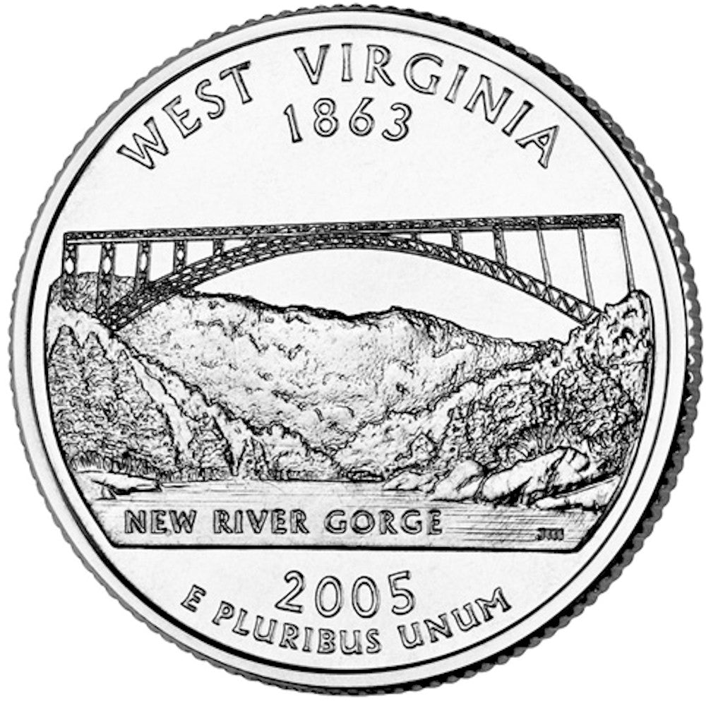 2005-P West Virginia USA Statehood Quarter Uncirculated (MS60)