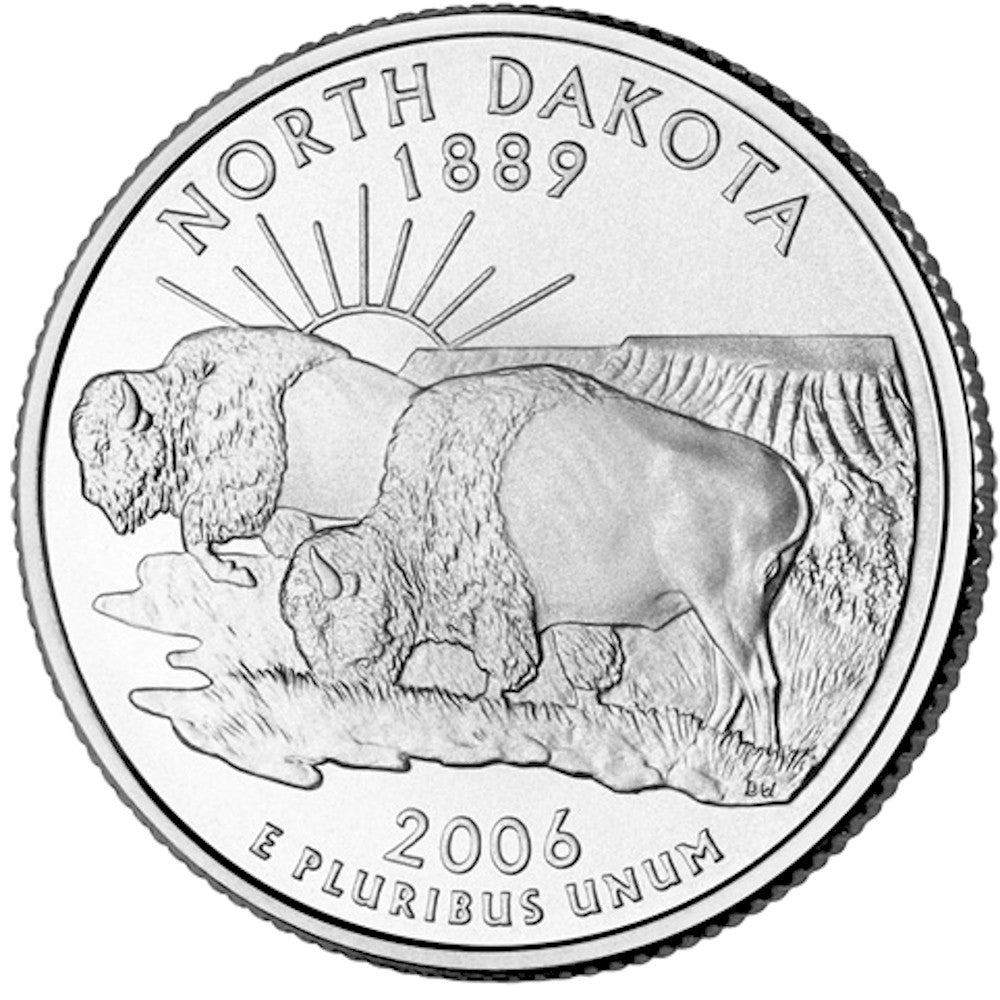2006-P North Dakota USA Statehood Quarter Uncirculated (MS60)