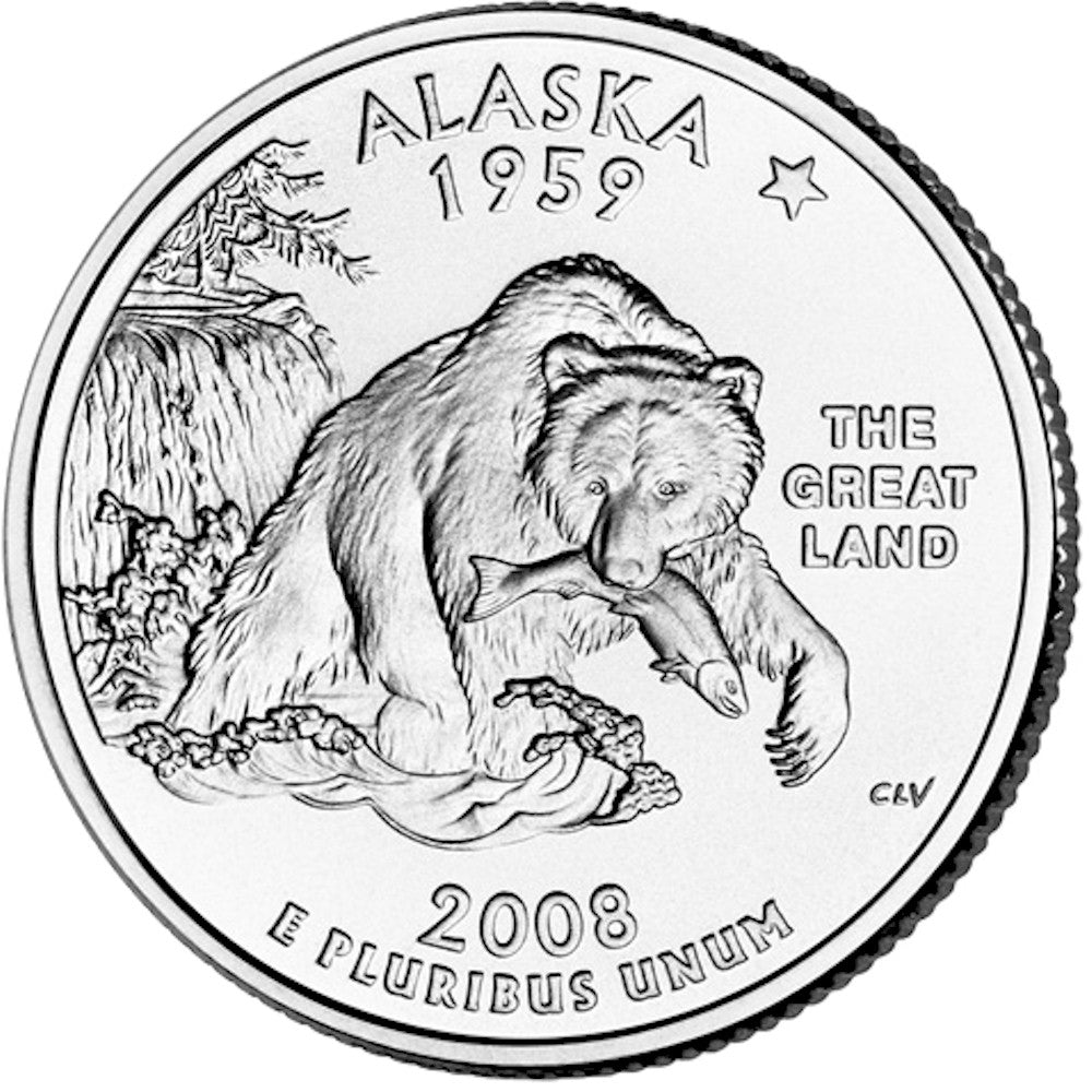 2008-P Alaska USA Statehood Quarter Uncirculated (MS60)