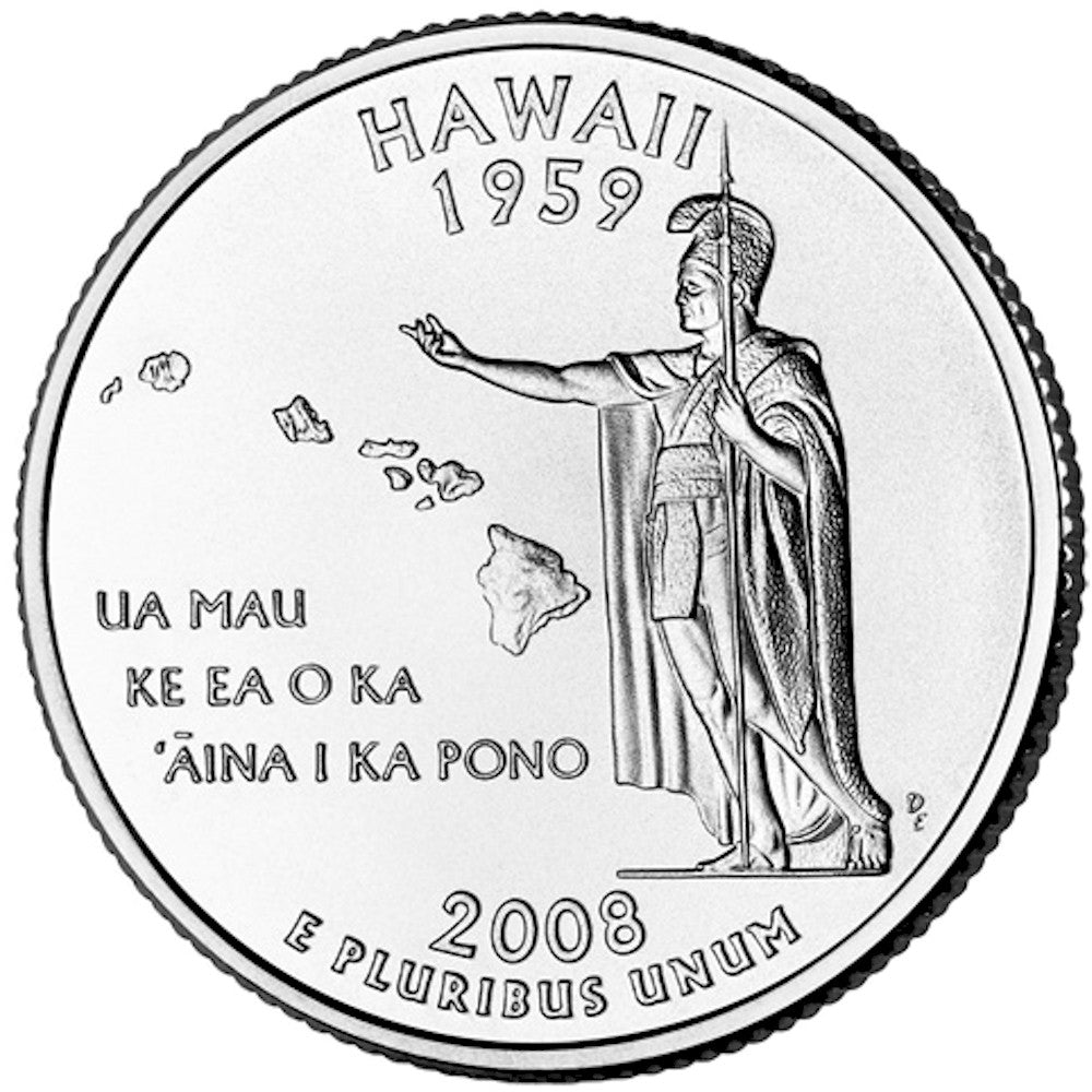 2008-D Hawaii USA Statehood Quarter Uncirculated (MS60)