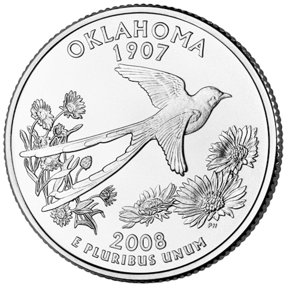 2008-P Oklahoma USA Statehood Quarter Uncirculated (MS60)