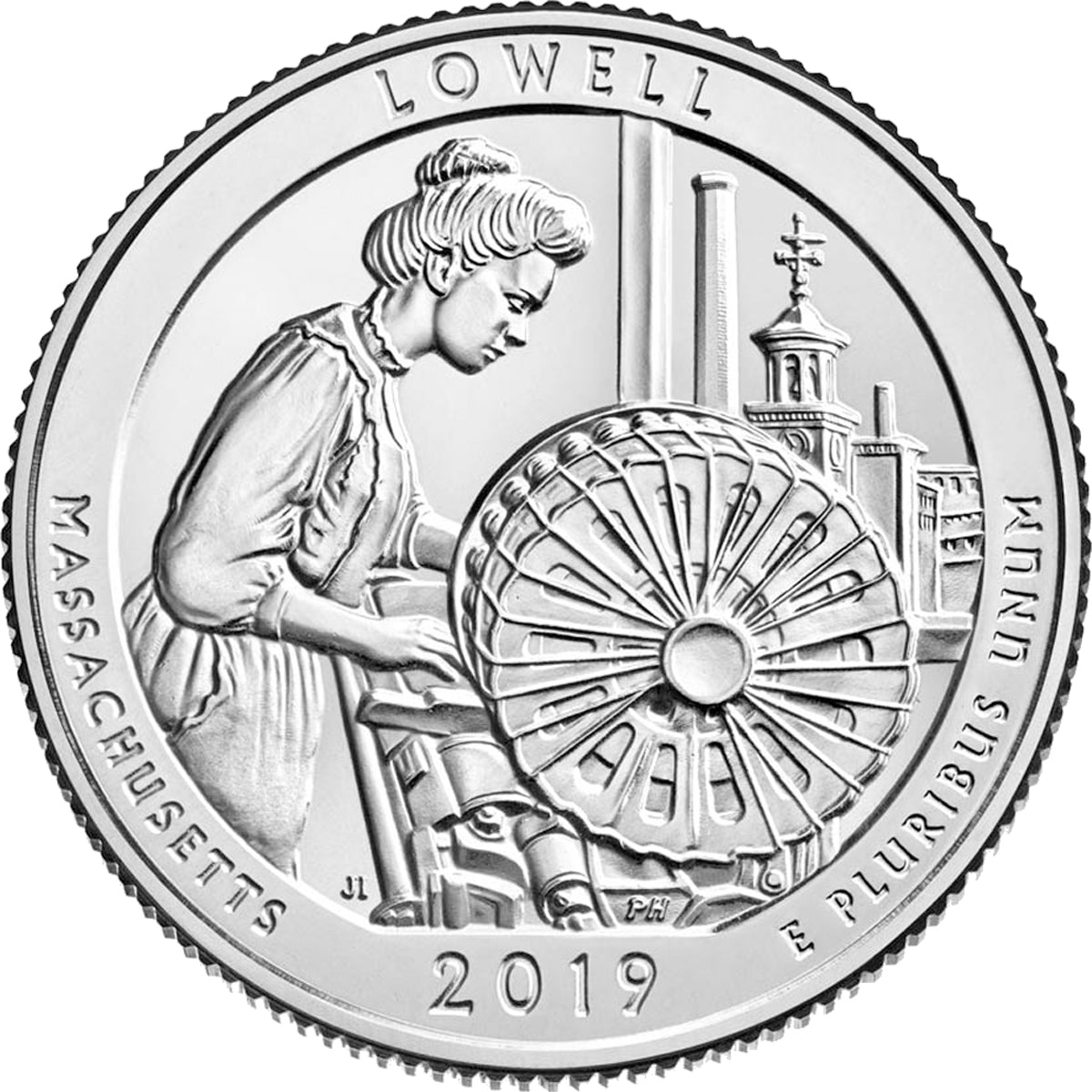 2019-D Lowell (Massachusetts) USA National Parks Quarter Uncirculated (MS60)