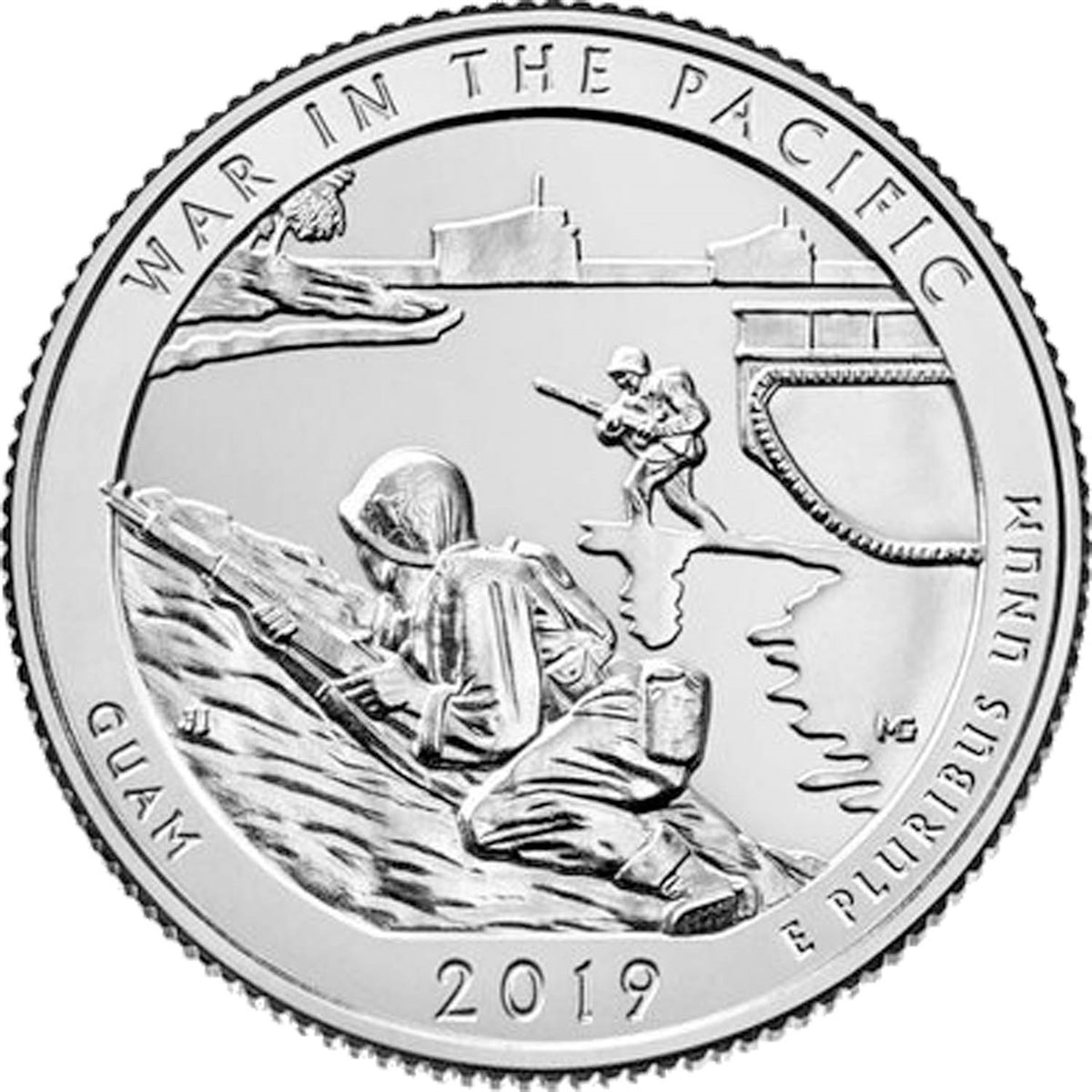 2019-P War in the Pacific (Guam) USA National Parks Quarter Uncirculated (MS60)