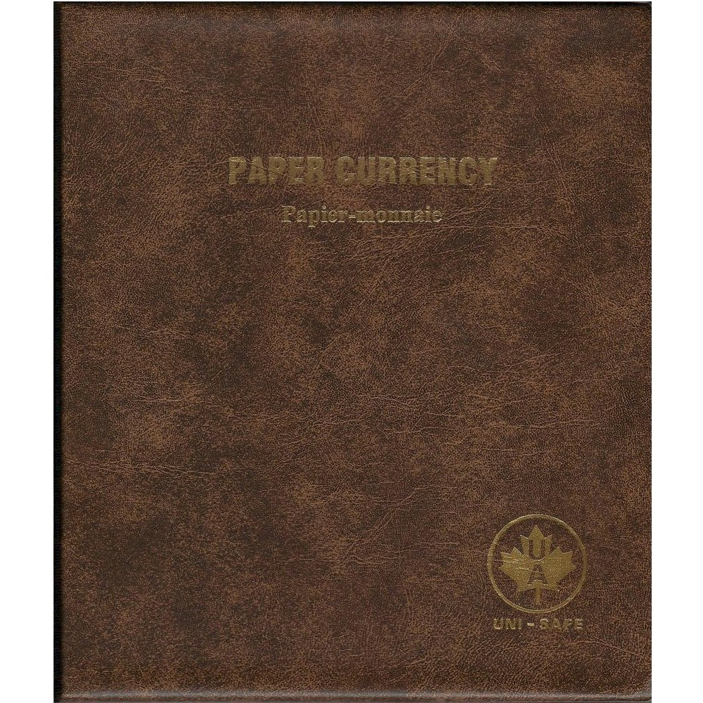 Unimaster Paper Currency Brown Vinyl Binder