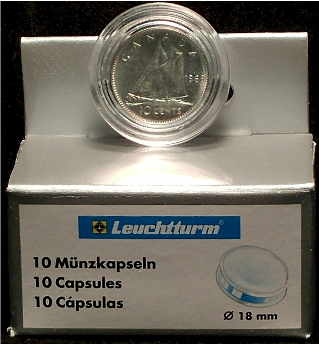 10 x Capsules Round for Canada or US 10-cents (18mm)
