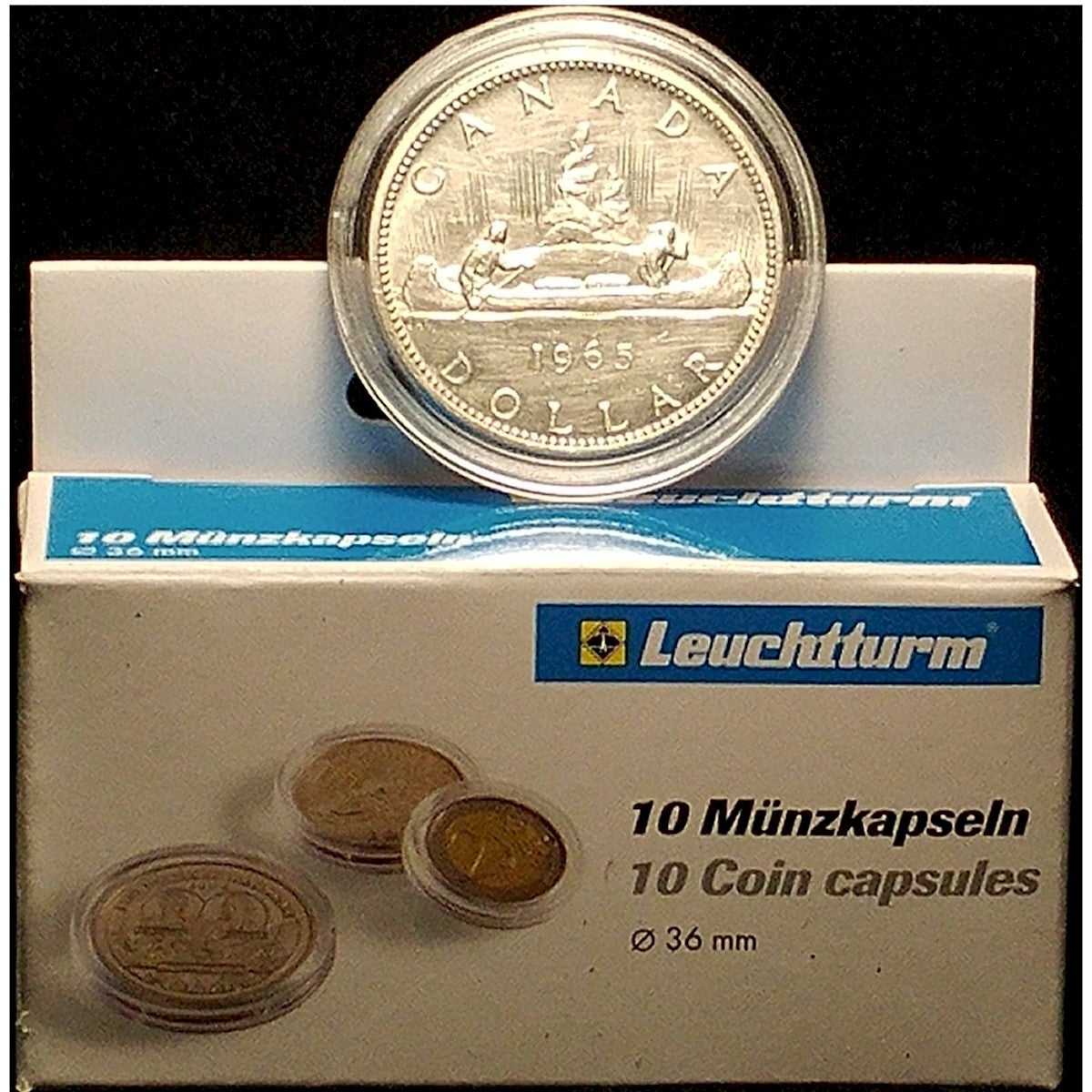 10 x Capsules Round for Canadian $1 Silver (36mm)