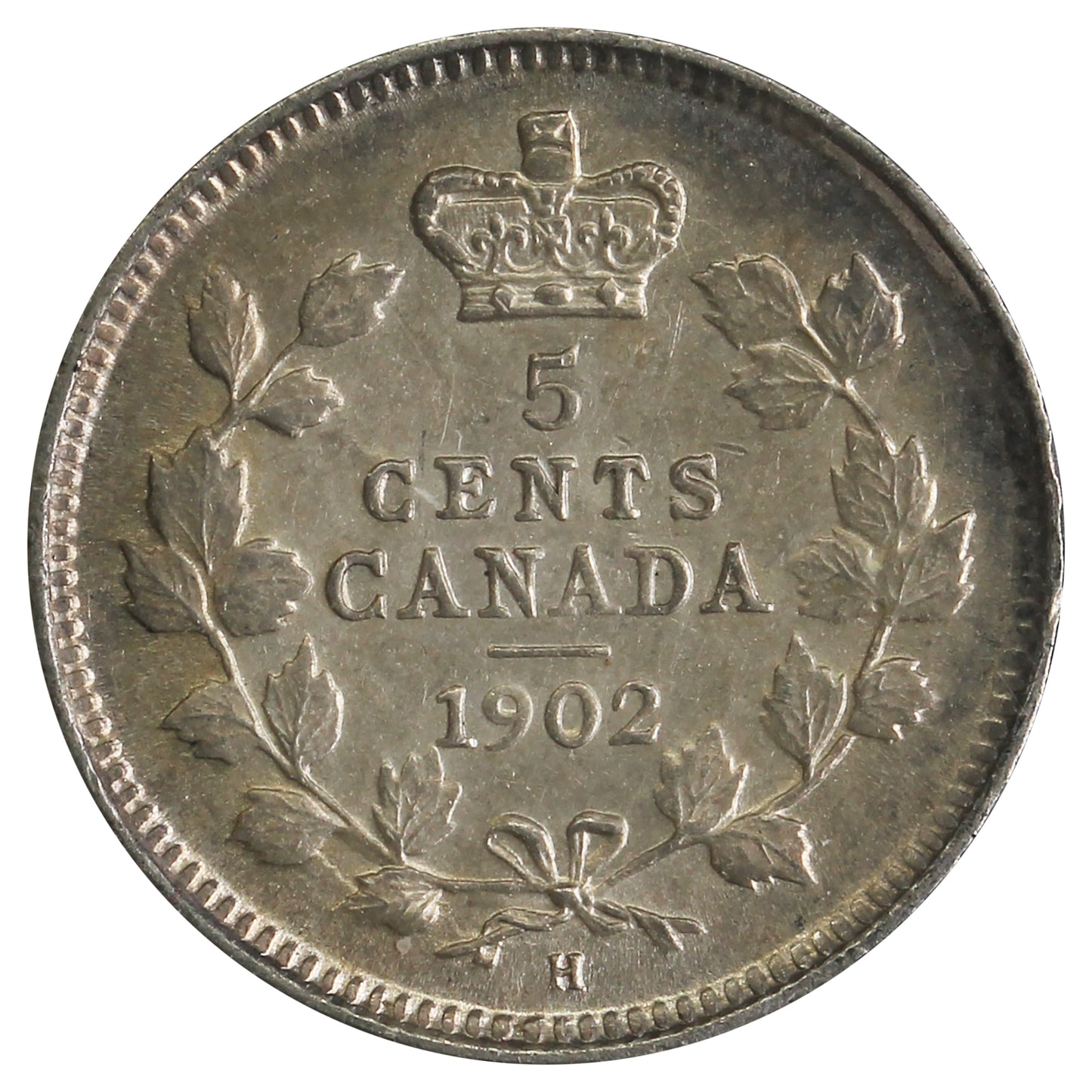 1902H Small H Canada 5-cents AU-UNC (AU55) Impaired