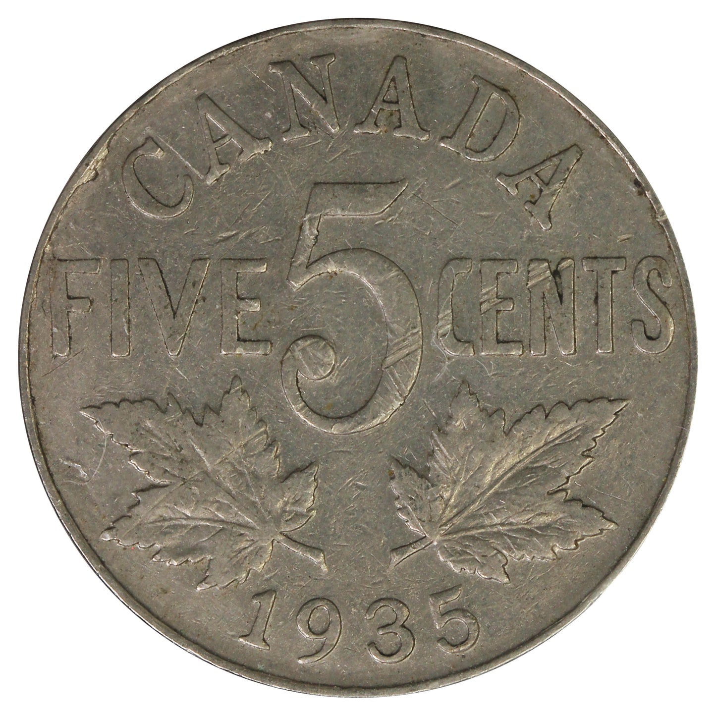 1935 Canada 5-cents F-VF (F15) Scratched