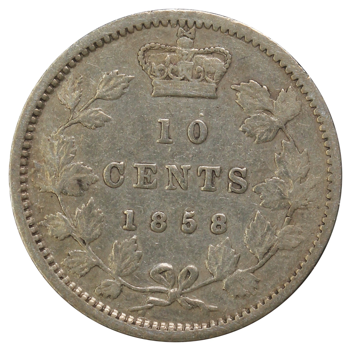 1858 Canada 10-cents VG-F (VG10) Impaired