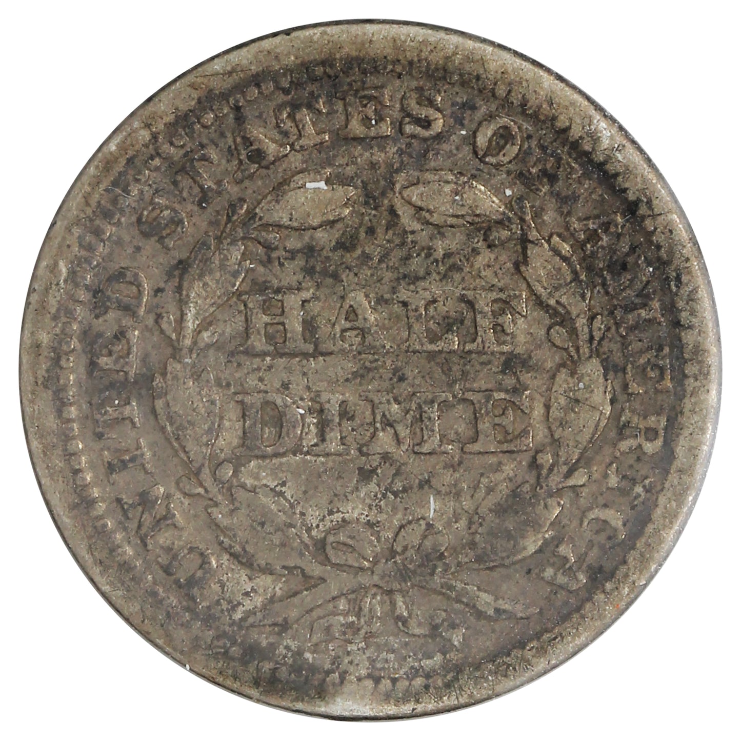 1857 Half Dime Very Good (VG8) Bent
