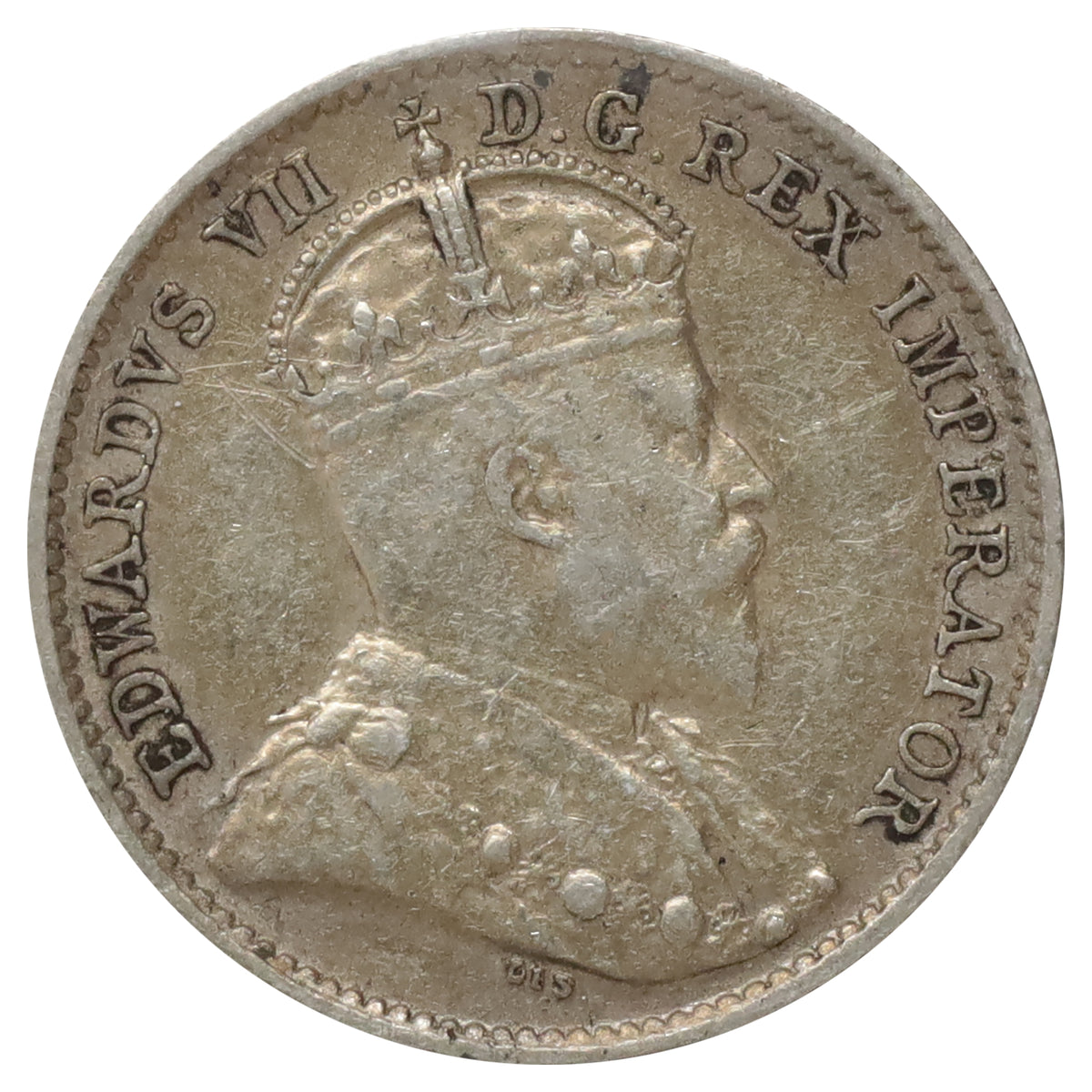 1910 Round Leaves Canada 5-cents VF-EF (VF30) Scratched, marks, or impaired