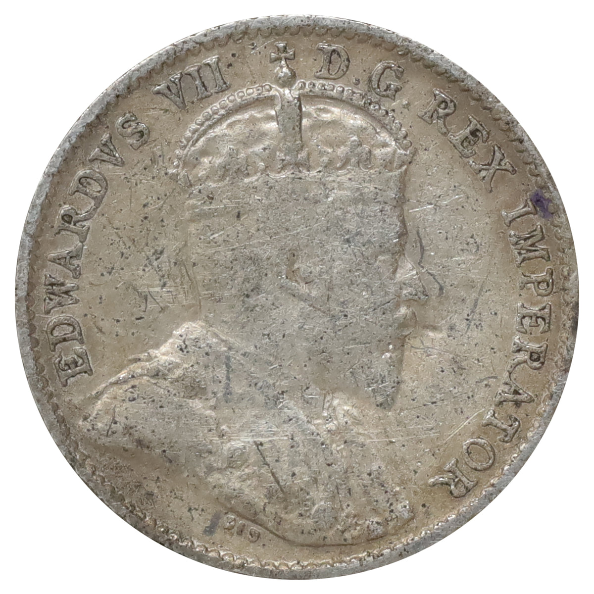 1910 Round Leaves Canada 5-cents VG-F (VG10) Scratched, marks, or impaired