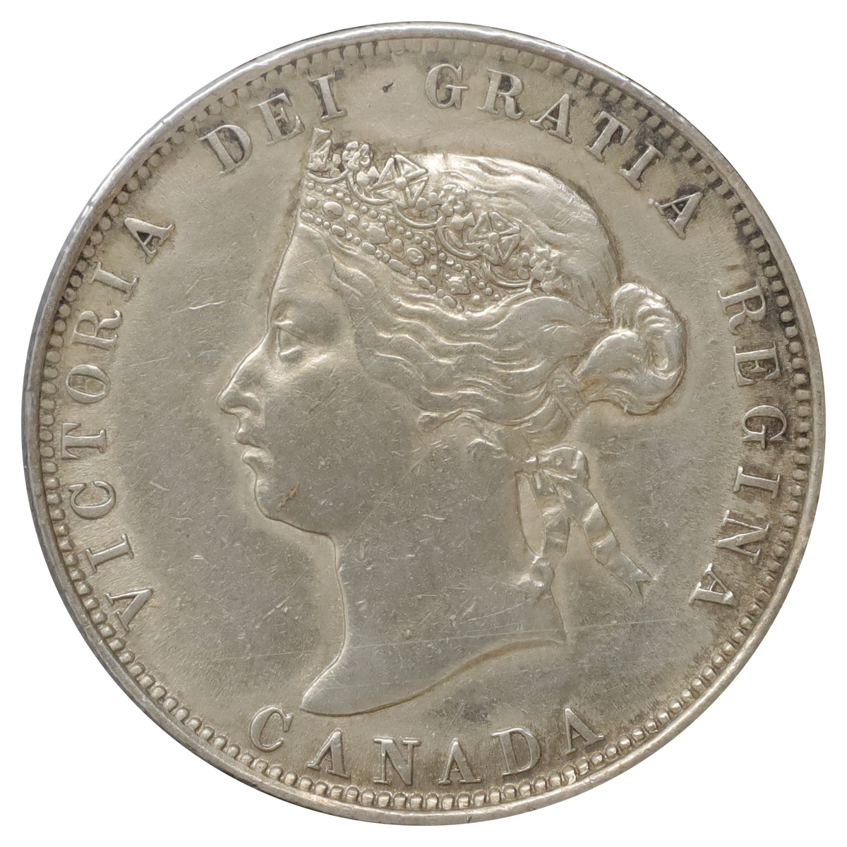1874H Canada 25-cents Almost Uncirculated (AU50) Scratched, marks, or impaired