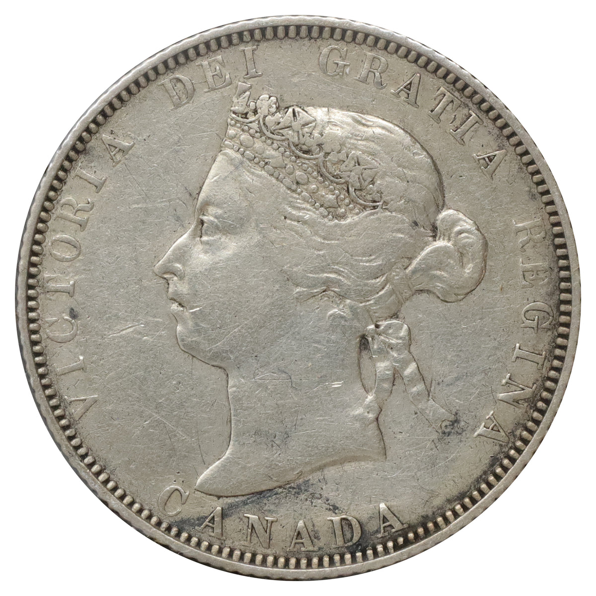 1886 Normal 6 Obv. 4 SBE Canada 25-cents Very Fine (VF20) Scratched, marks, or impaired