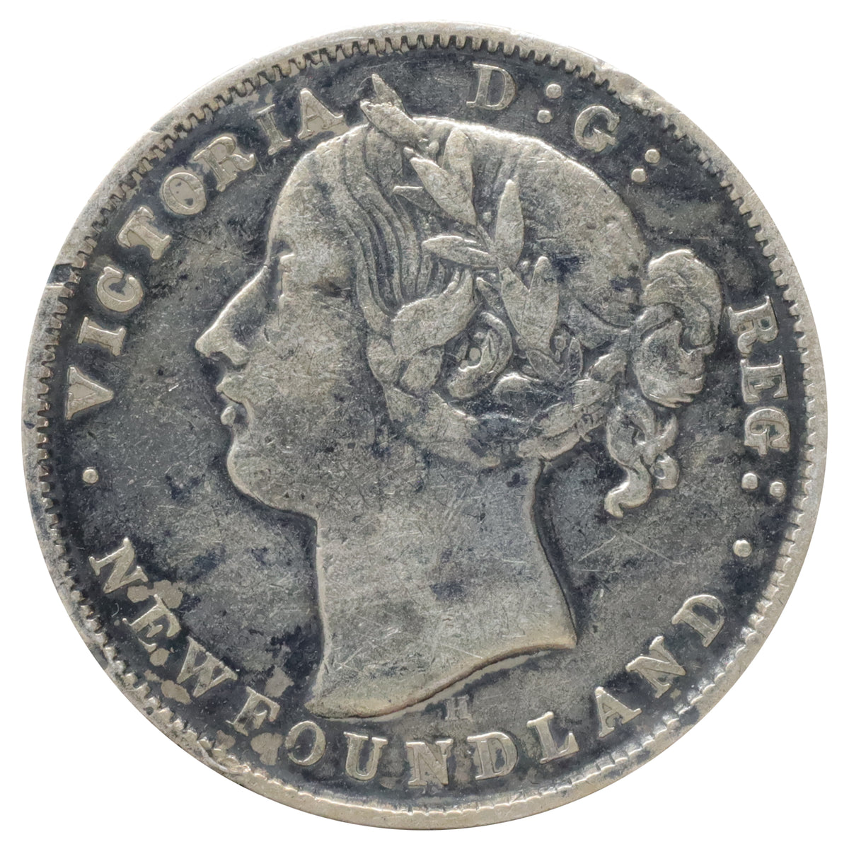 1872H Newfoundland 20-cents F-VF (F15) Scratched, marks, or impaired