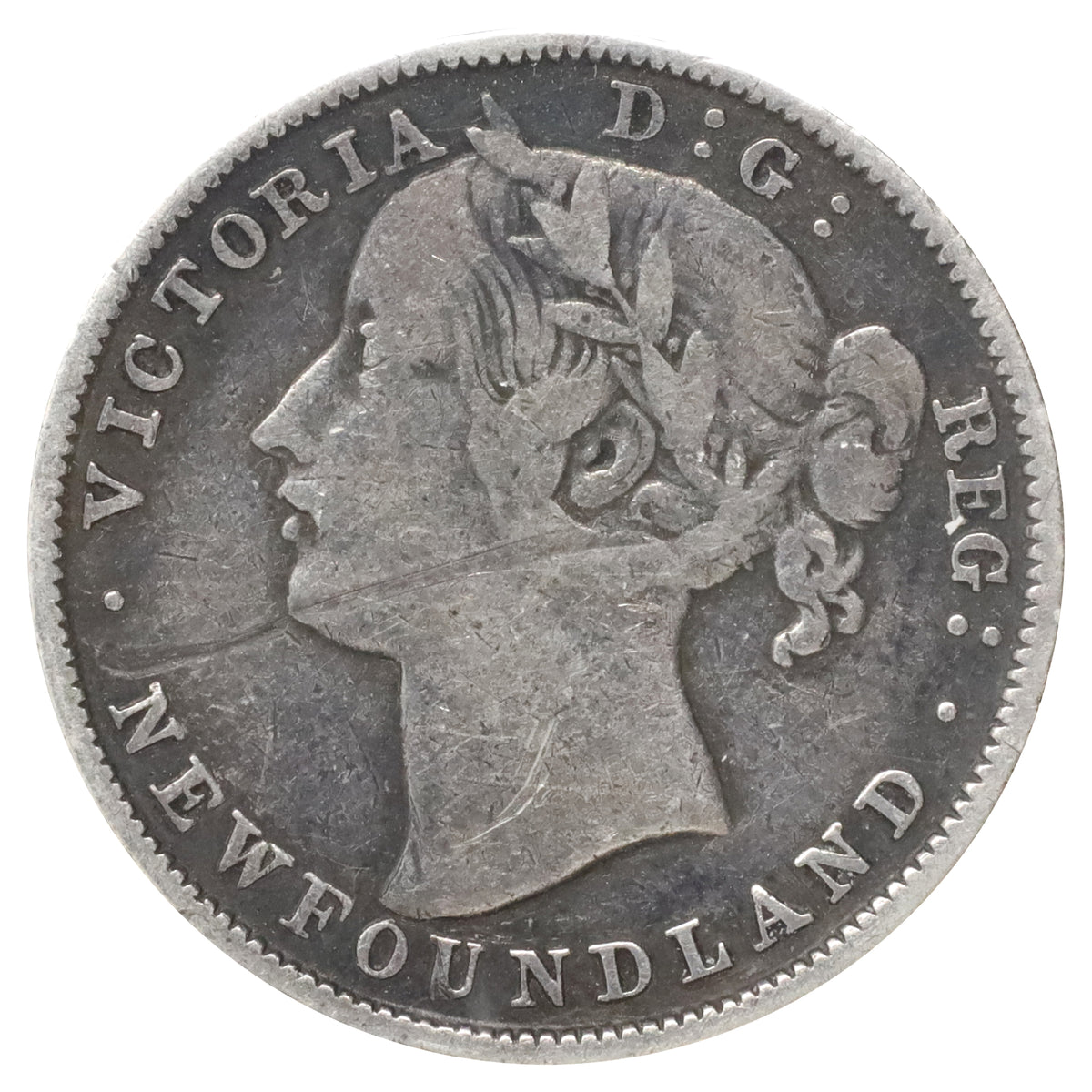 1885 Newfoundland 20-cents Fine (F12) Scratched, marks, or impaired