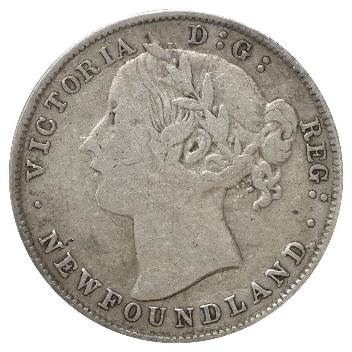 1894 Obv. 1 Newfoundland 20-cents F-VF (F15) Scratched, marks, or impaired