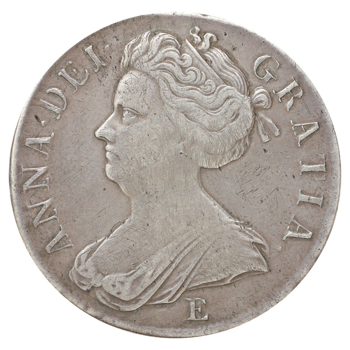 Great Britain 1707E Anne 1 Crown Extra Fine (EF40) impaired
