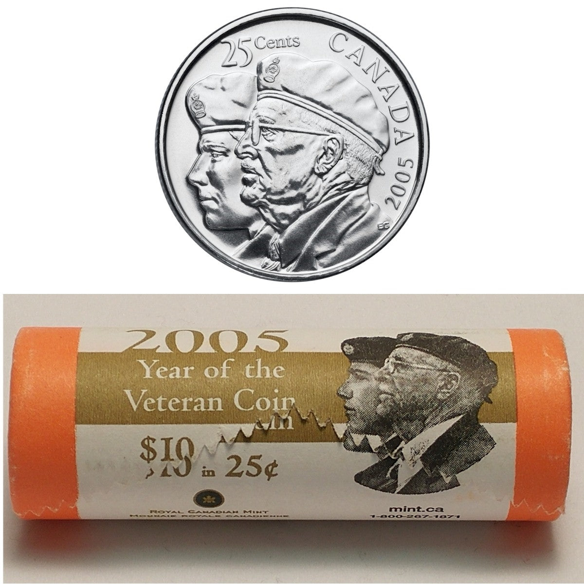 2005-P Canada 25-cent Year of the Veteran Special Wrap Roll of 40pcs