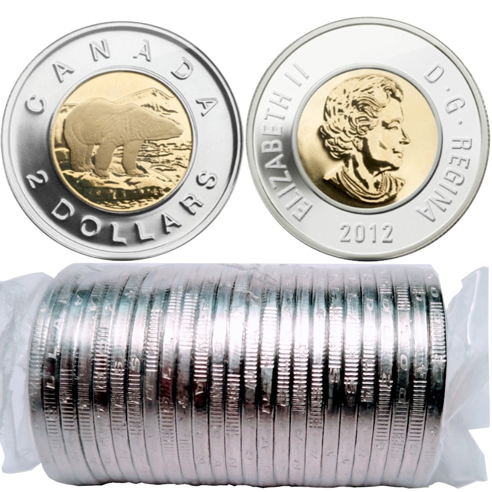 2012 Canada $2 Old Generation Polar Bear Original Roll of 25pcs