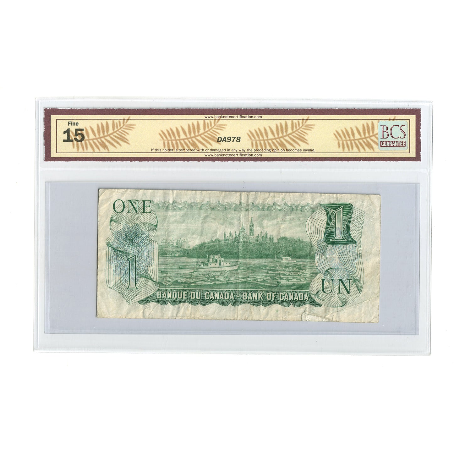 BC-46aA 1973 Canada $1 L-B, Two Letter, Replacement, *AA BCS Certified F15 (Above 5M, Tear)