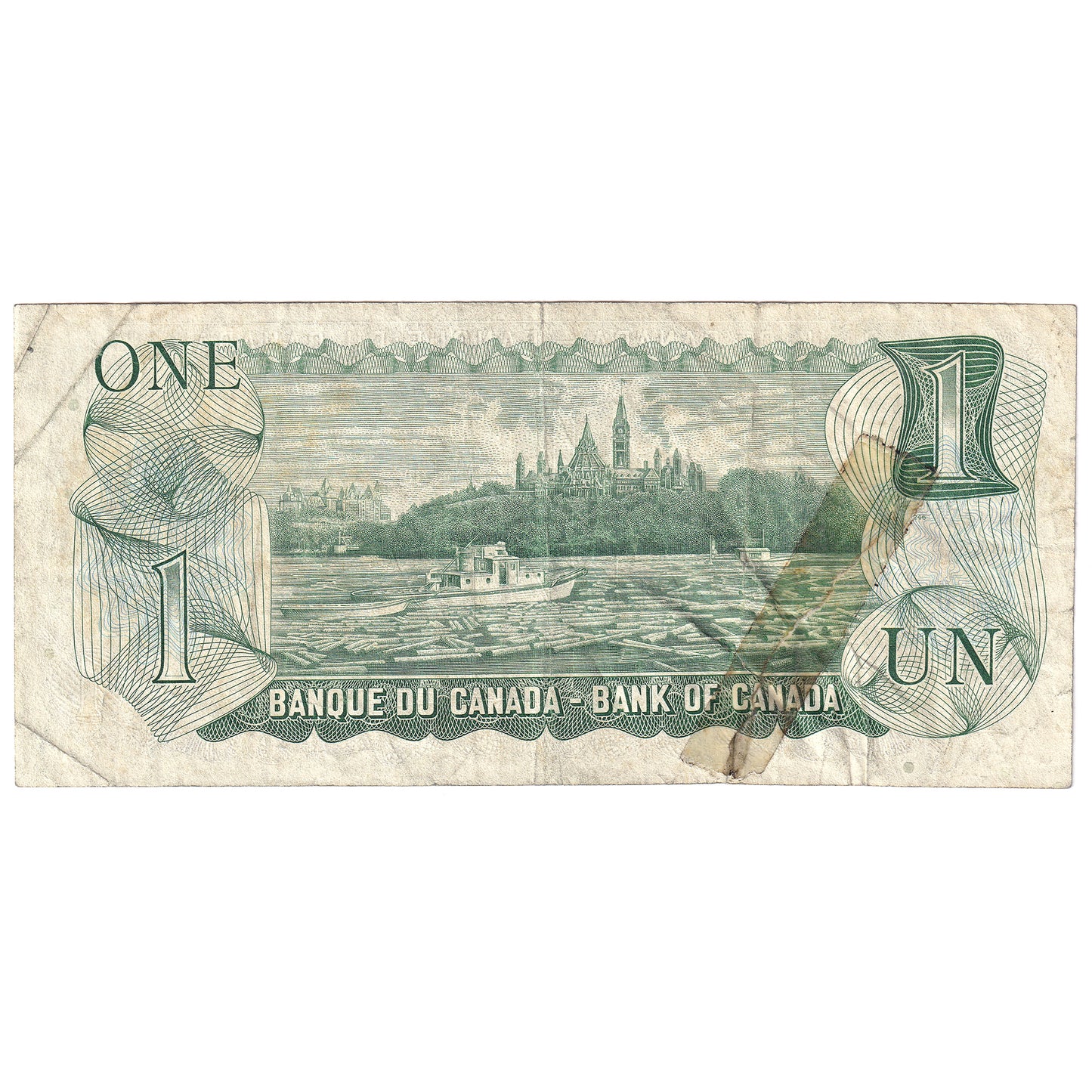 BC-46aA 1973 Canada $1 Lawson-Bouey, *OL, F-VF (dam'g)