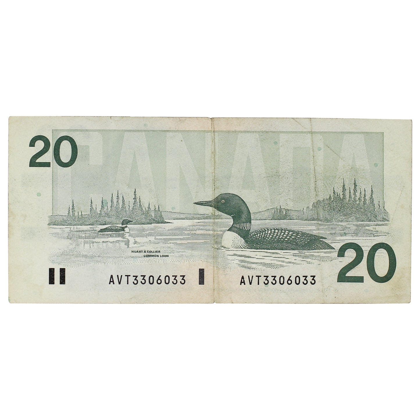 BC-58b-i-N1-iii 1991 Canada $20 Bonin-Thiessen, 3 Digit RADAR AVT3306033, Circ.