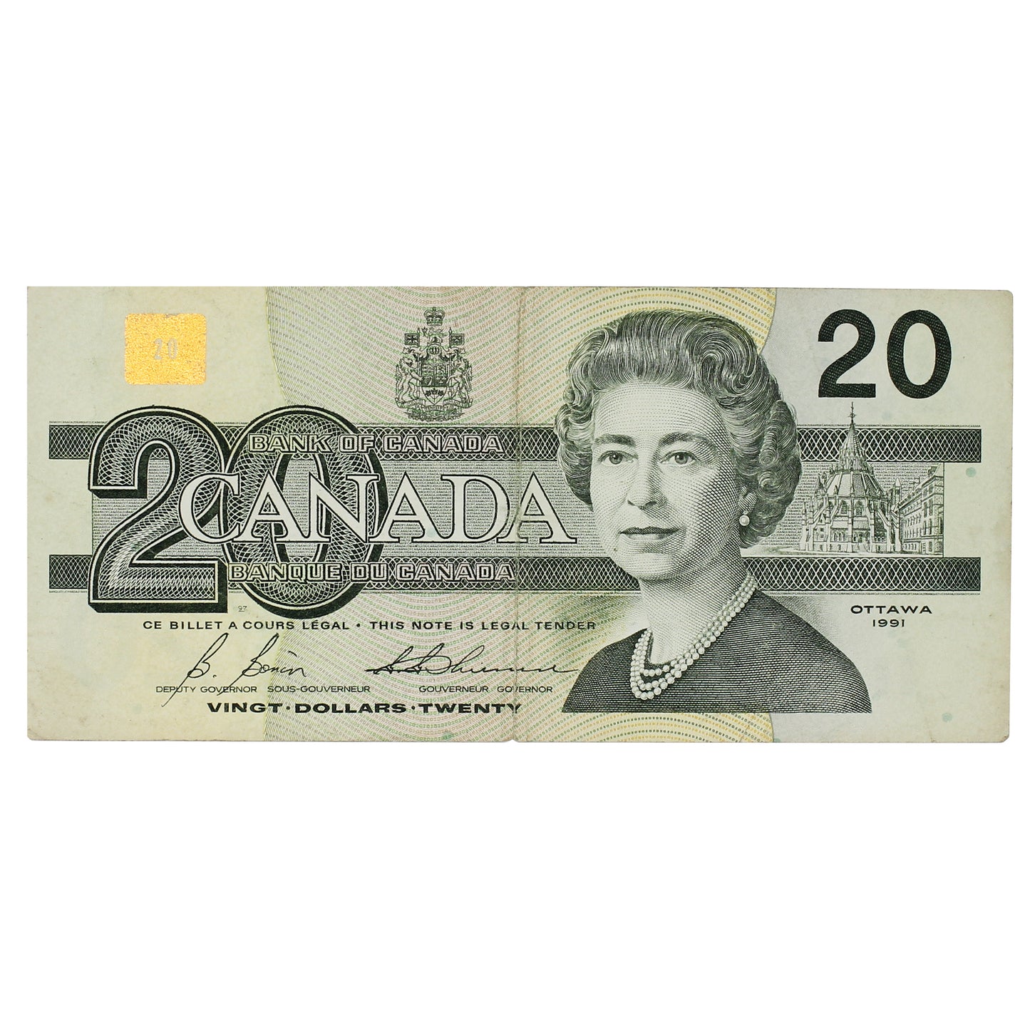 BC-58b-i-N1-iii 1991 Canada $20 Bonin-Thiessen, 3 Digit RADAR AVT3306033, Circ.