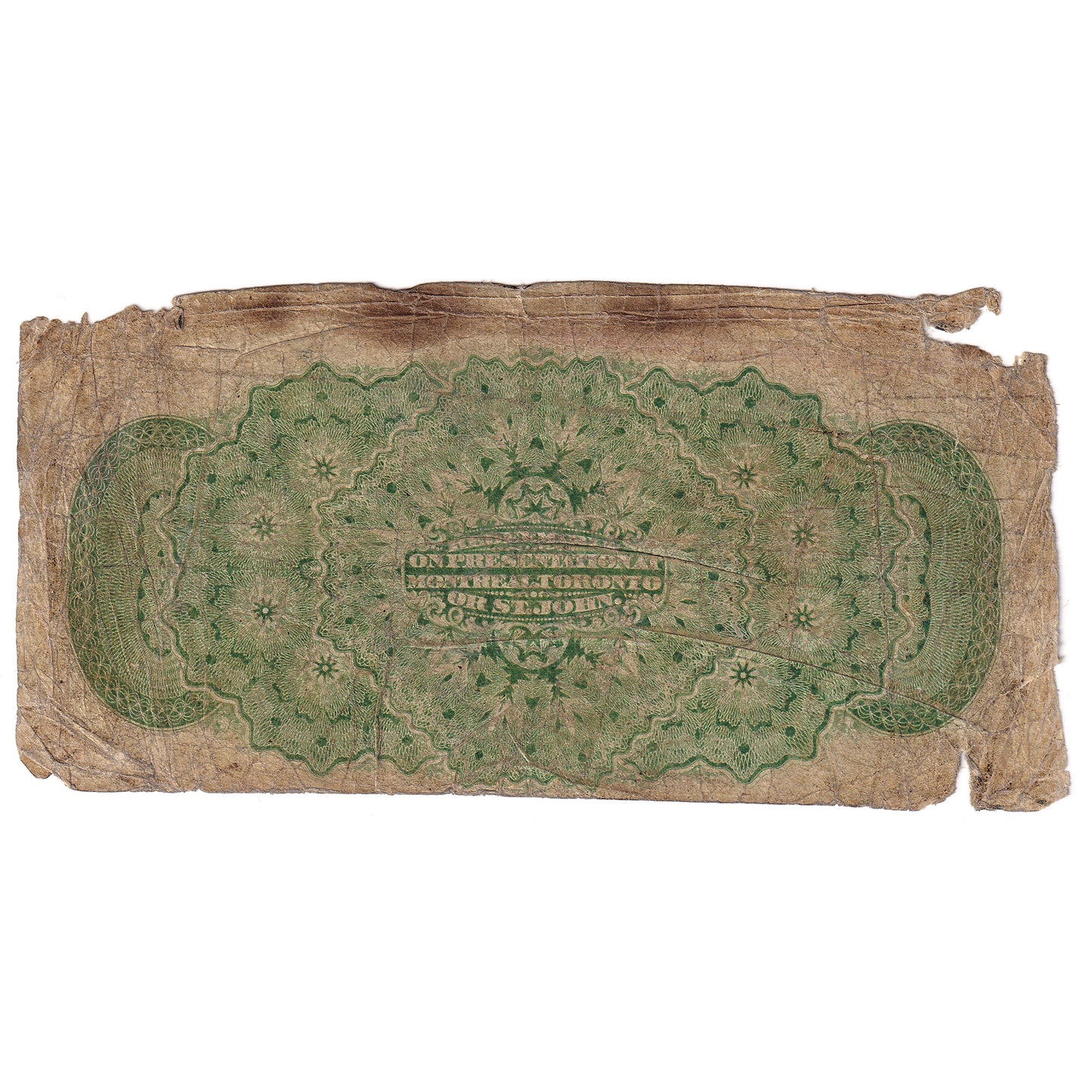 DC-1b-i-E25-i 1870 Dominion 25-cent Shinplaster, D-H, Cut out of Register, F (damaged)