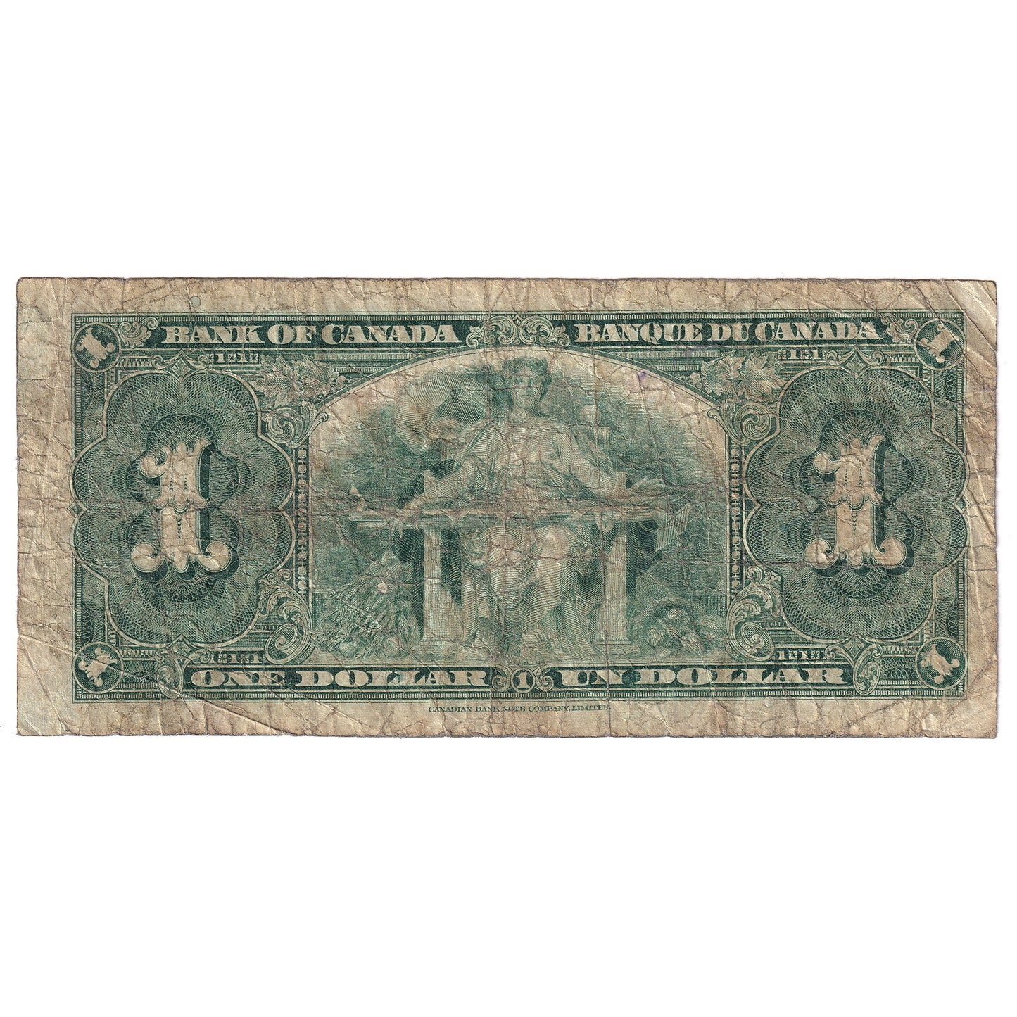 BC-21a 1937 Canada $1 Osborne-Towers, A/A, VG (small tears)