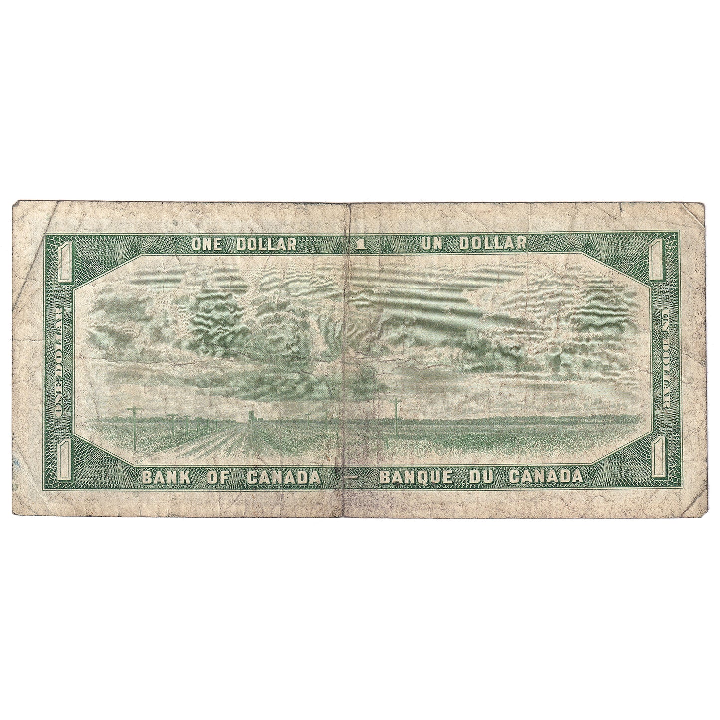BC-37bA-i 1954 Canada $1 Beattie-Rasminsky, *B/M, No FPN, F (dirt)
