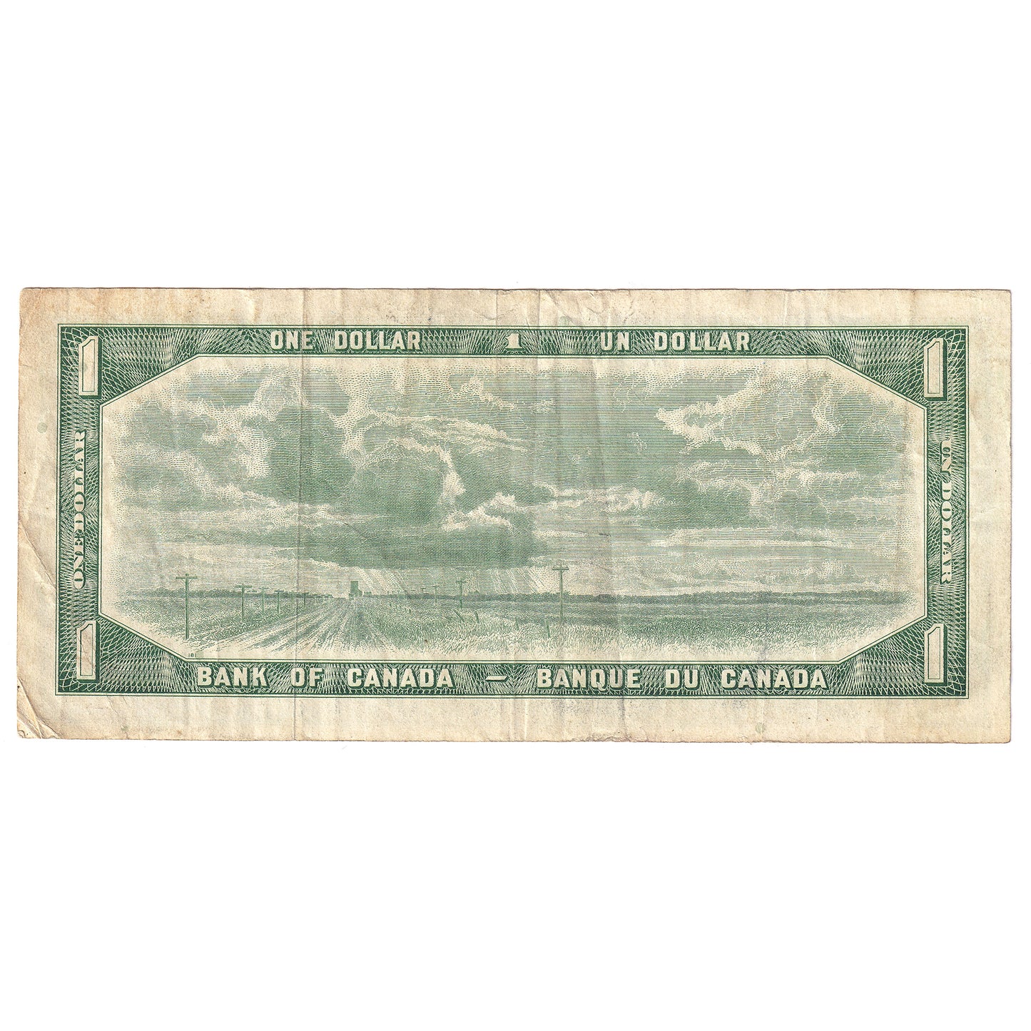 BC-37b-i-N5-iv 1954 Canada $1 Beattie-Rasminsky, Low Serial # H/F0000297, VF