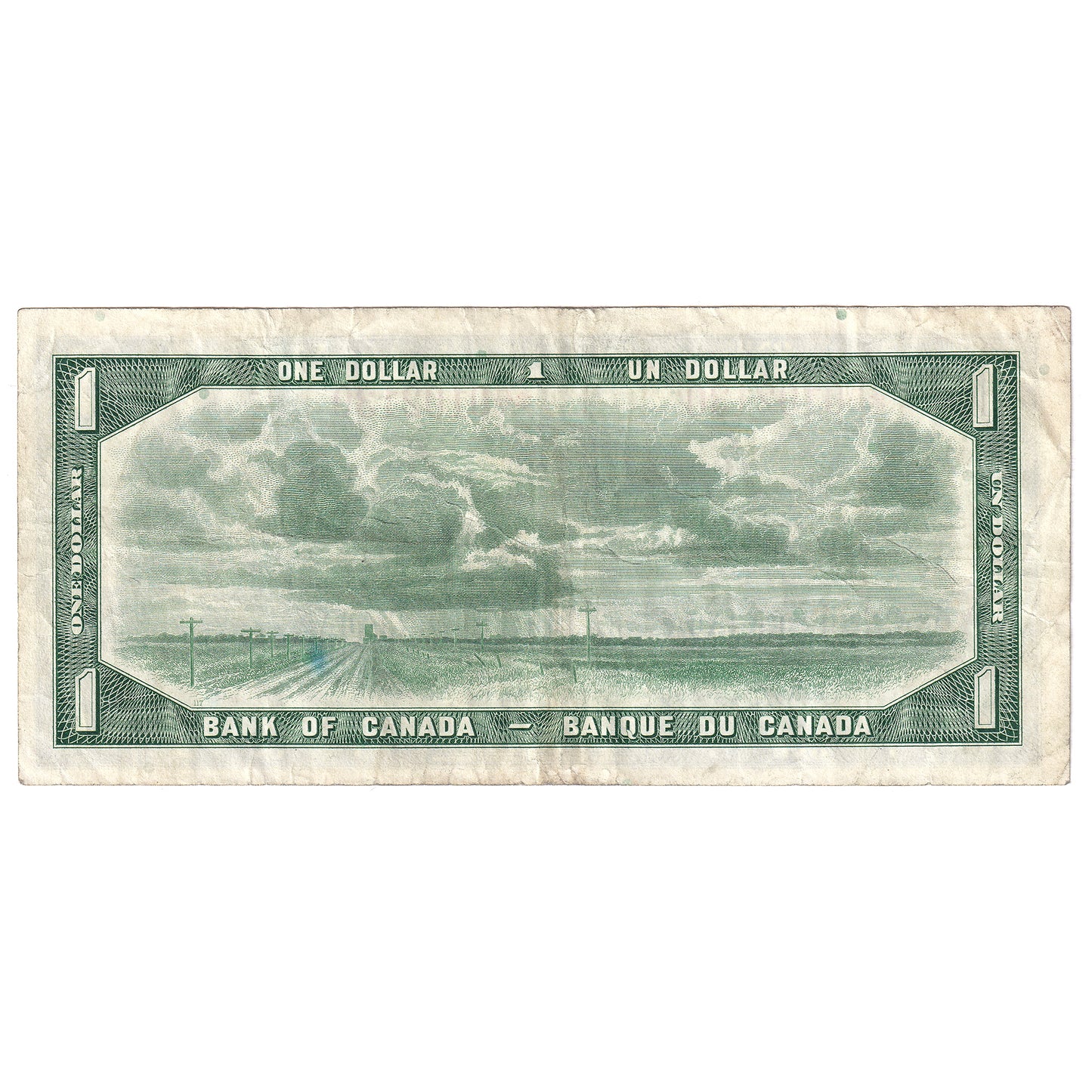 BC-37bA 1954 Canada $1 Beattie-Rasminsky, *H/Y, VF (stain)