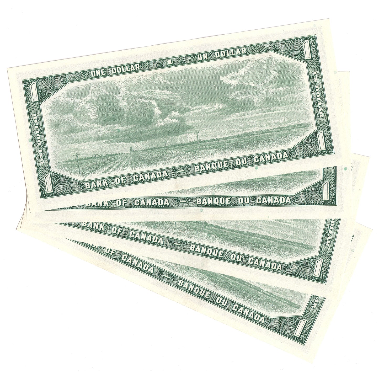 Lot of 4x Sequential BC-37c 1954 Canada $1 Beattie-Rasminsky, O/F 4Pcs.