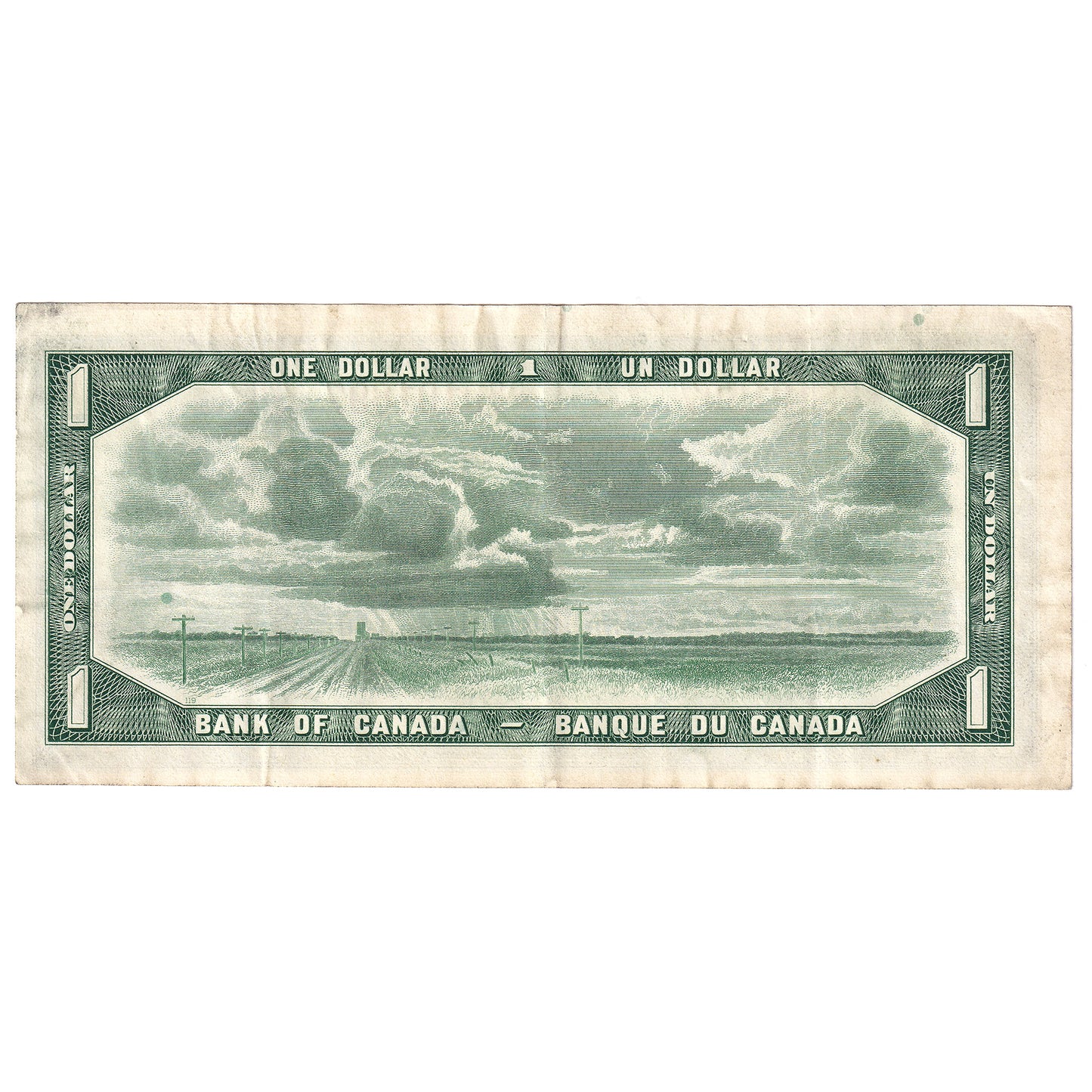 BC-37bA 1954 Canada $1 Beattie-Rasminsky, *O/Y, VF-EF (stain)