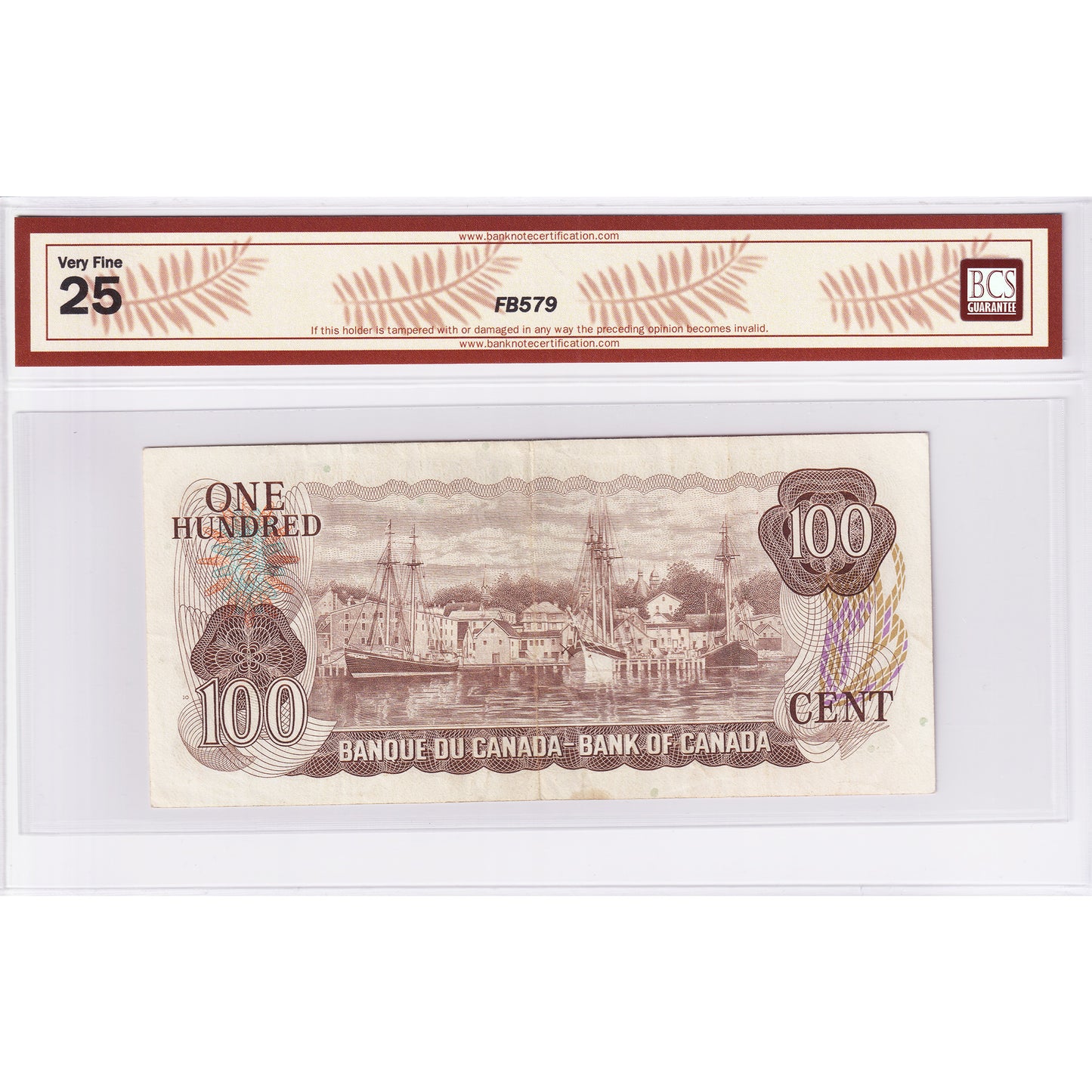 BC-52aA-i 1975 Canada $100 L-B, 3 Letter, Replacement, AJX BCS Certified VF25 (Stain)