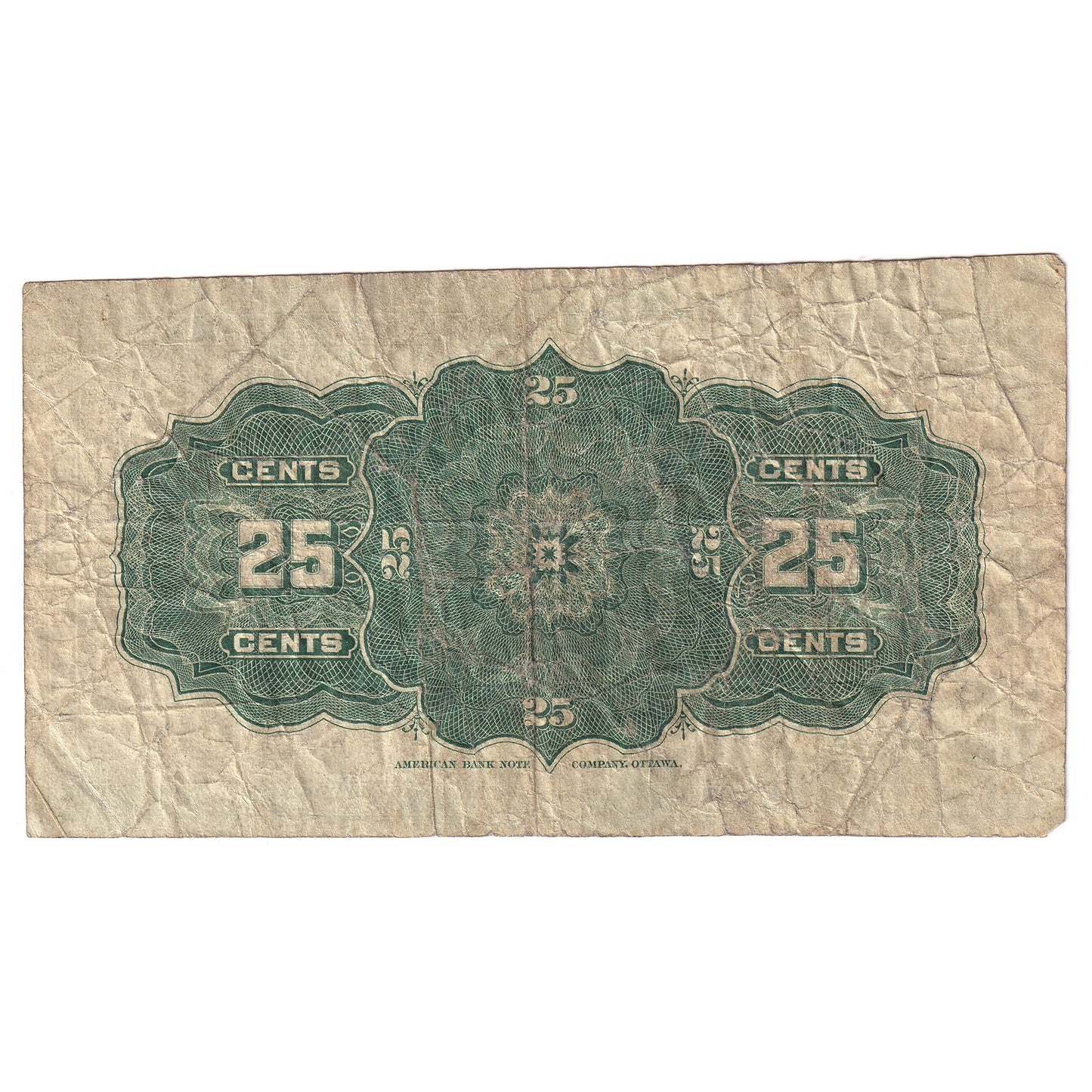 DC-15b-E25a-i 1900 Dominion 25-cent Shinplaster, Boville, Cut off Size, F