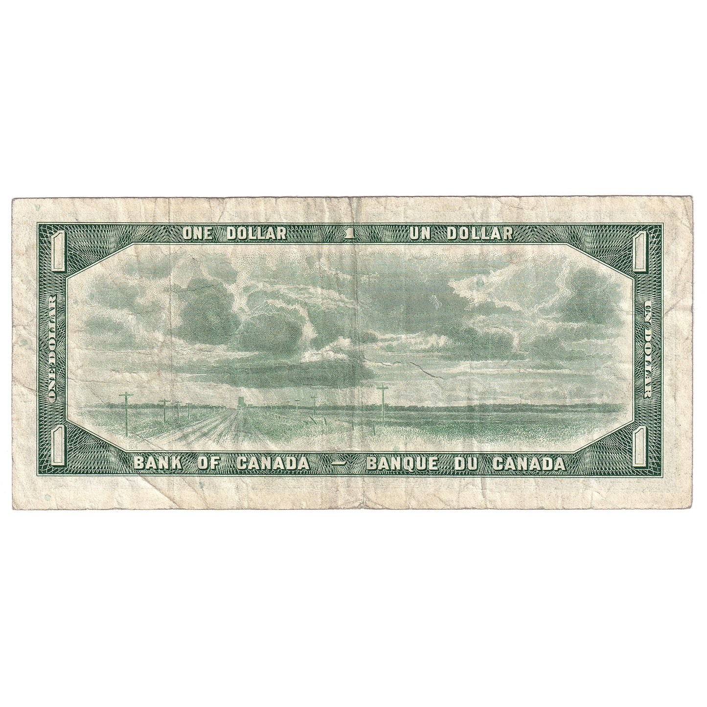BC-37bA 1954 Canada $1 Beattie-Rasminsky, *D/O, F (tear)
