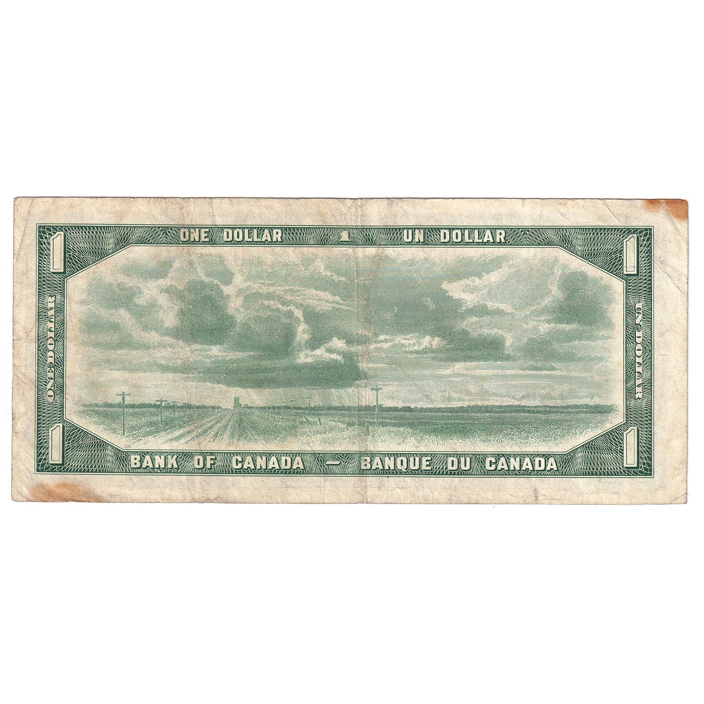 BC-37bA 1954 Canada $1 Beattie-Rasminsky, *H/Y, F-VF (stains)