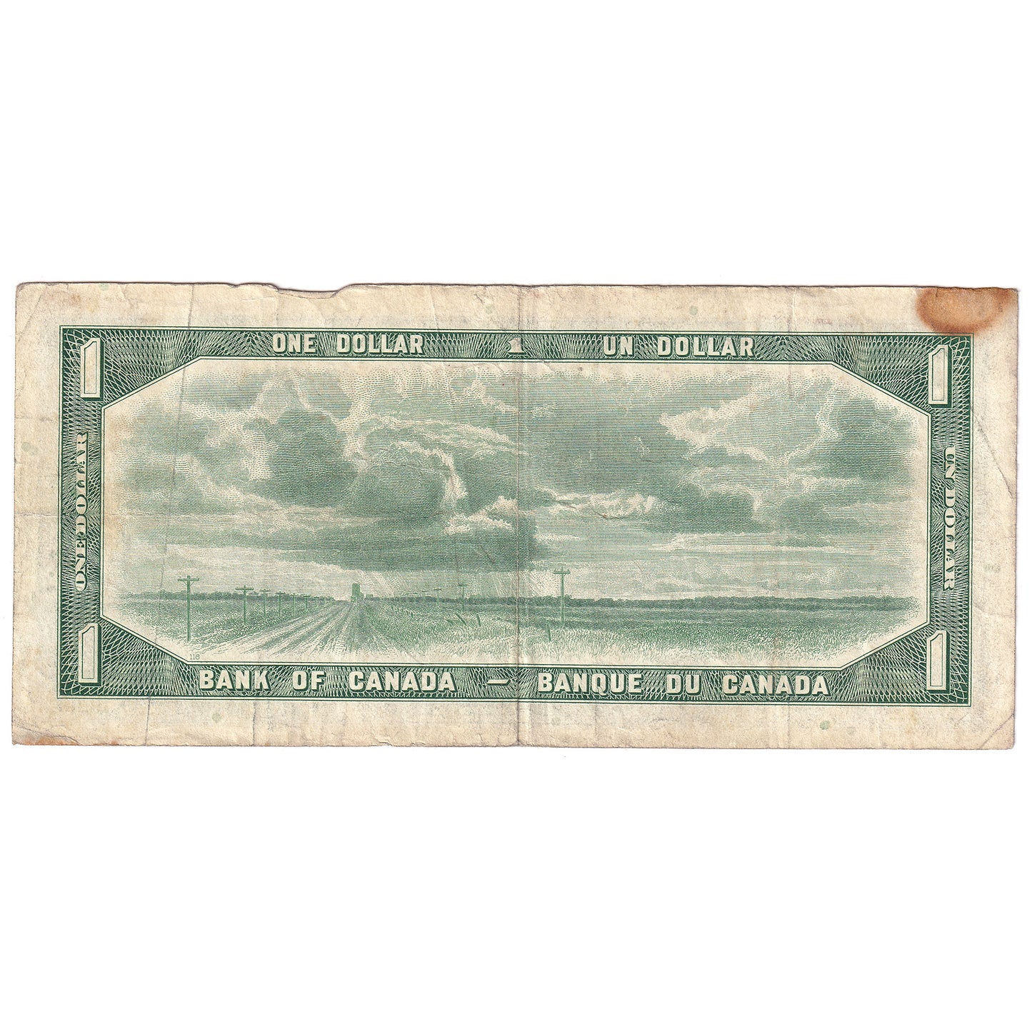 BC-37bA 1954 Canada $1 Beattie-Rasminsky, *H/Y, F (stain)