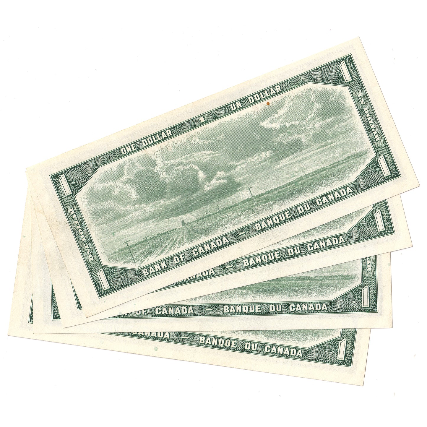 Lot of 4x Sequential BC-37d 1954 Canada $1 Lawson-Bouey, Z/F, 4 Pcs.