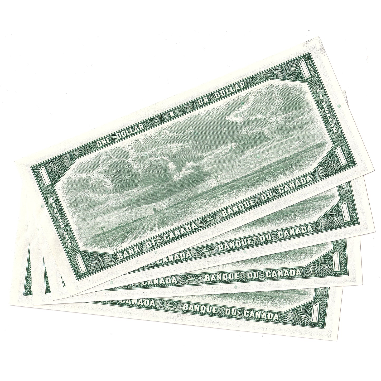 Lot of 4x Consecutive 1954 Canada $1 Notes, Beattie-Rasminsky, G/Z, 4Pcs.