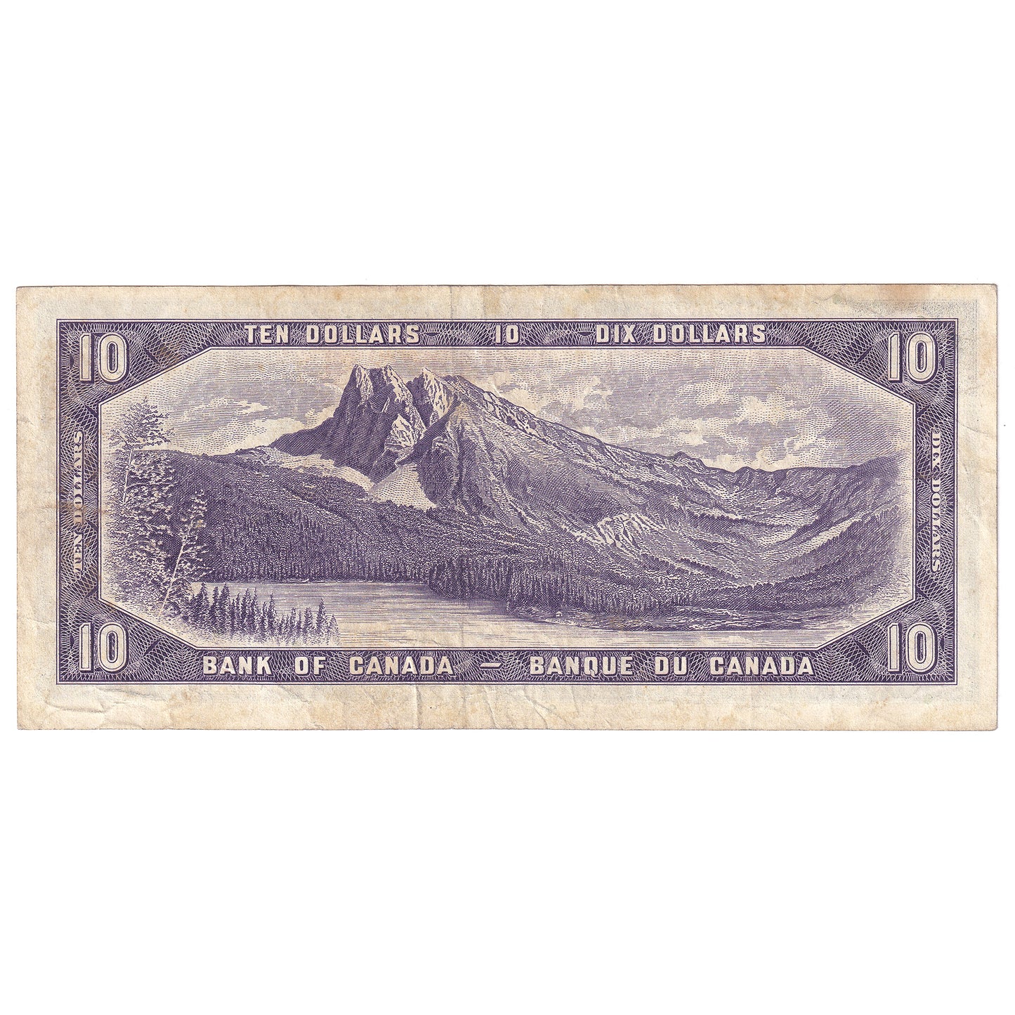 BC-40bA 1954 Canada $10 Beattie-Rasminsky, *B/D, VF, (stain)